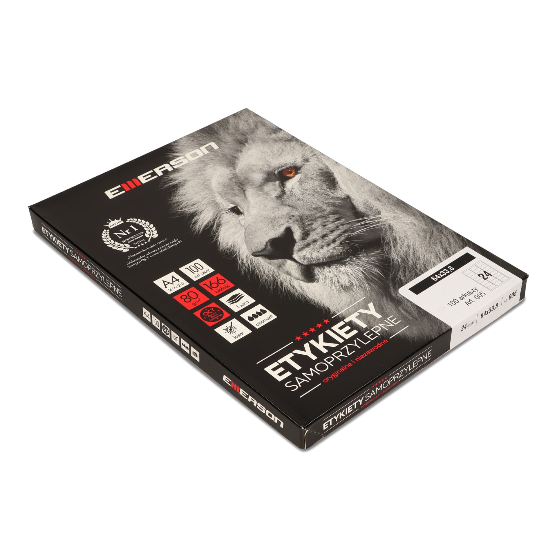 

Etykiety A4 białe (100ark) 64x33.8mm nr005 EMERSON eta4064x338, 100ark) 64x33.8mm nr005 emerson eta4064x33