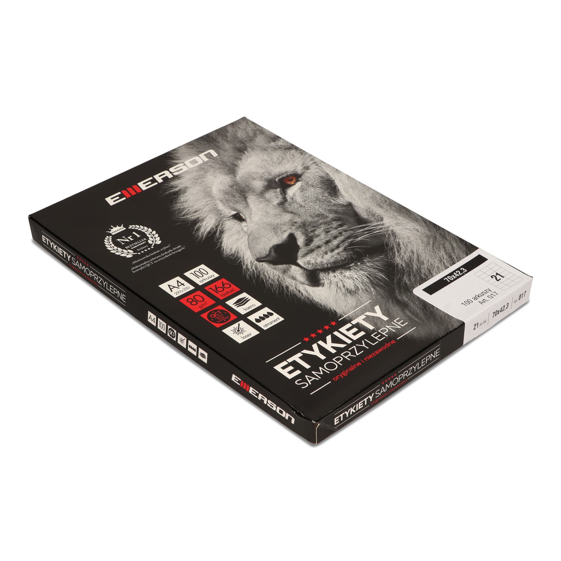 

Etykiety A4 białe (100ark) 70x42.3mm nr017 EMERSON eta4070x423, 100ark) 70x42.3mm nr017 emerson eta4070x42