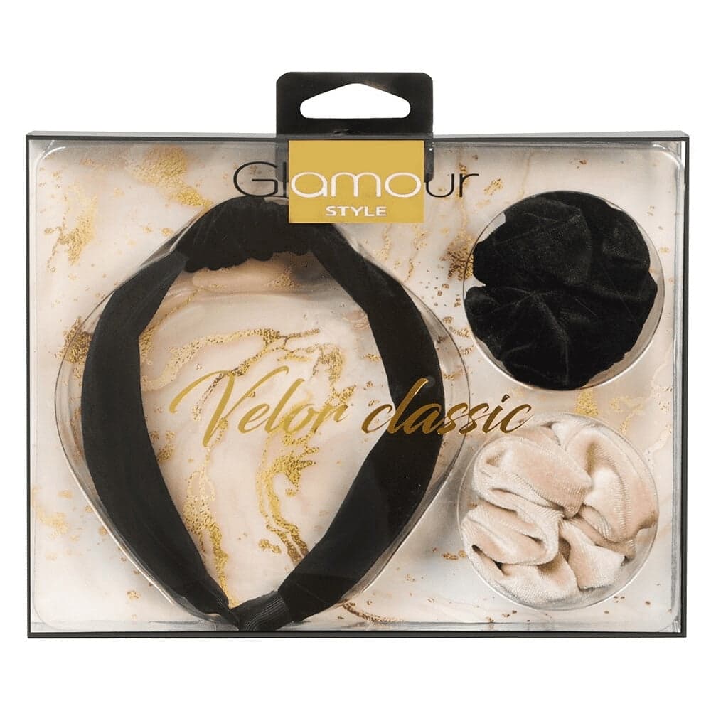 

Glamour Velor Classic zestaw opaska do włosów + 2x zawijka
