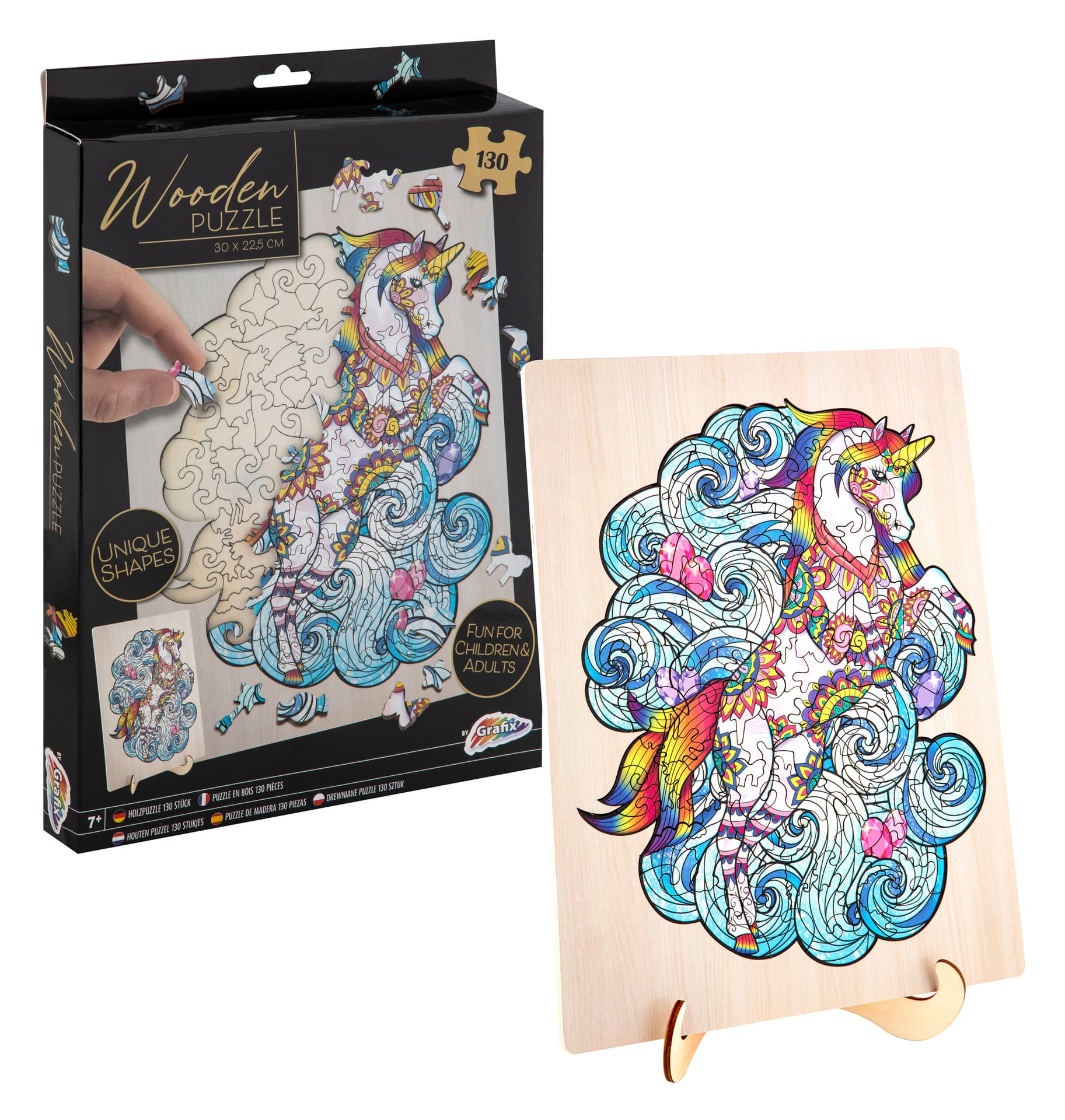 

Drewniane puzzle- jednorożec, 130 elementów