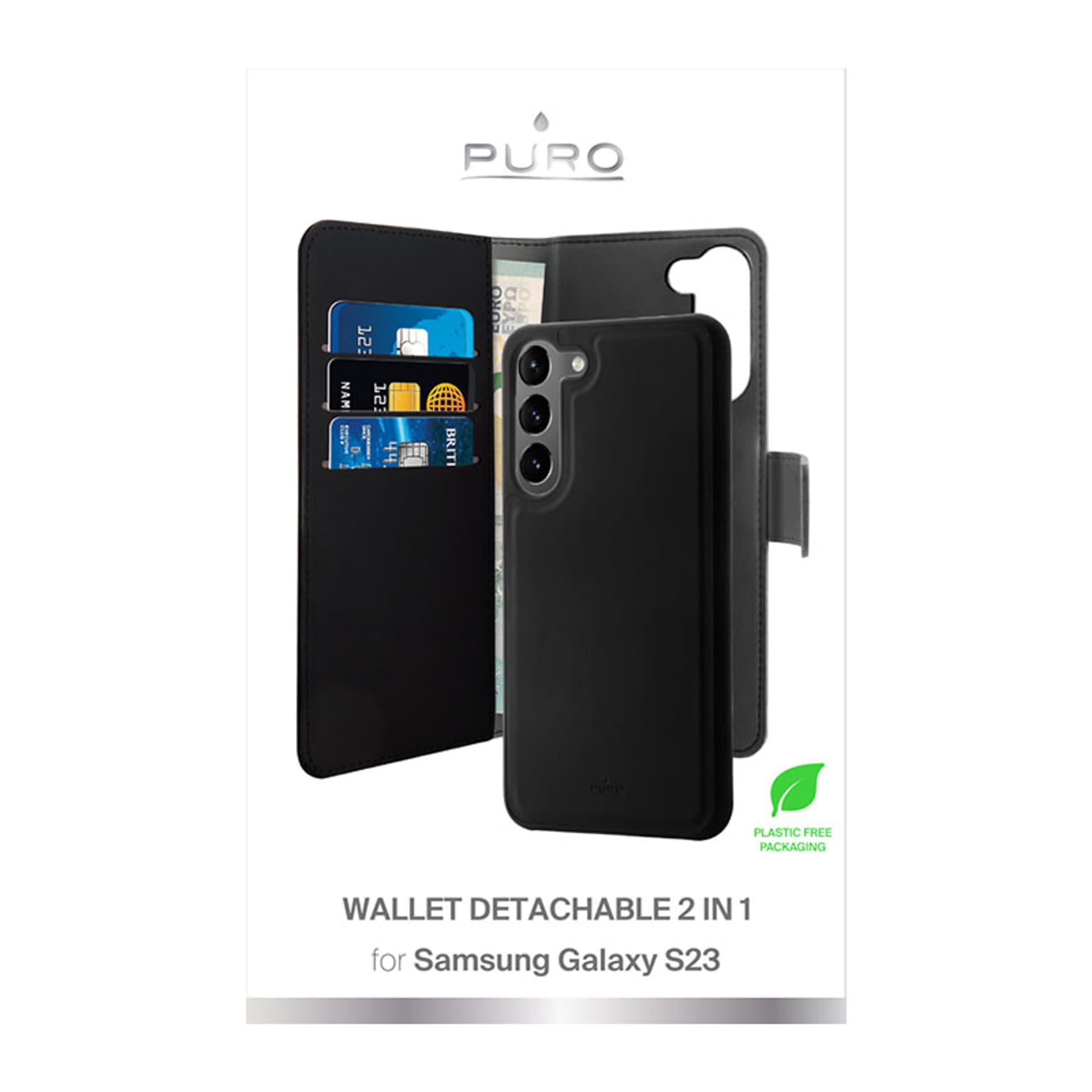 

PURO Wallet Detachable - Etui 2w1 Samsung Galaxy S23 (czarny)