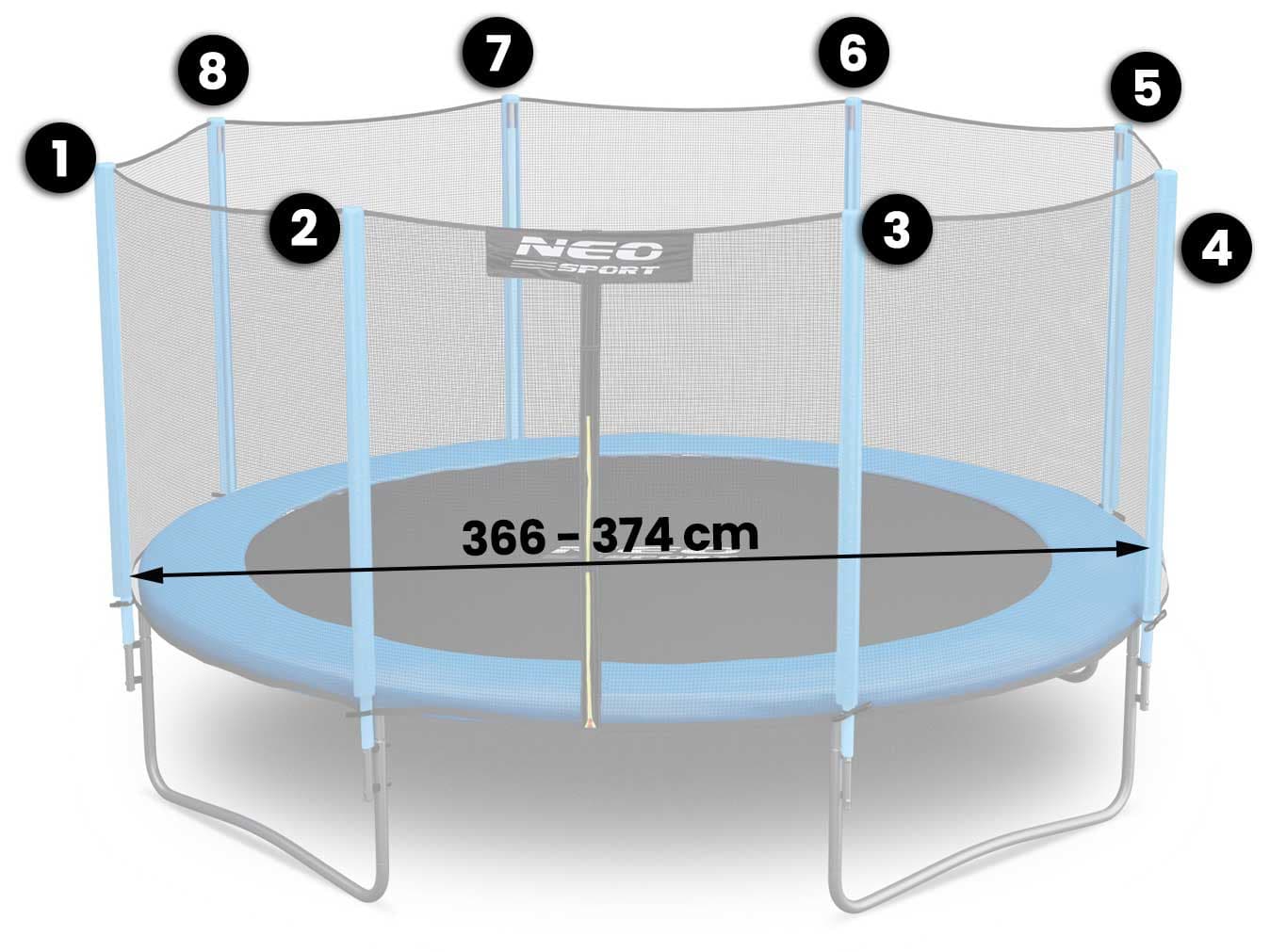 

Siatka zewnętrzna do trampolin 374cm 12ft Neo-Sport