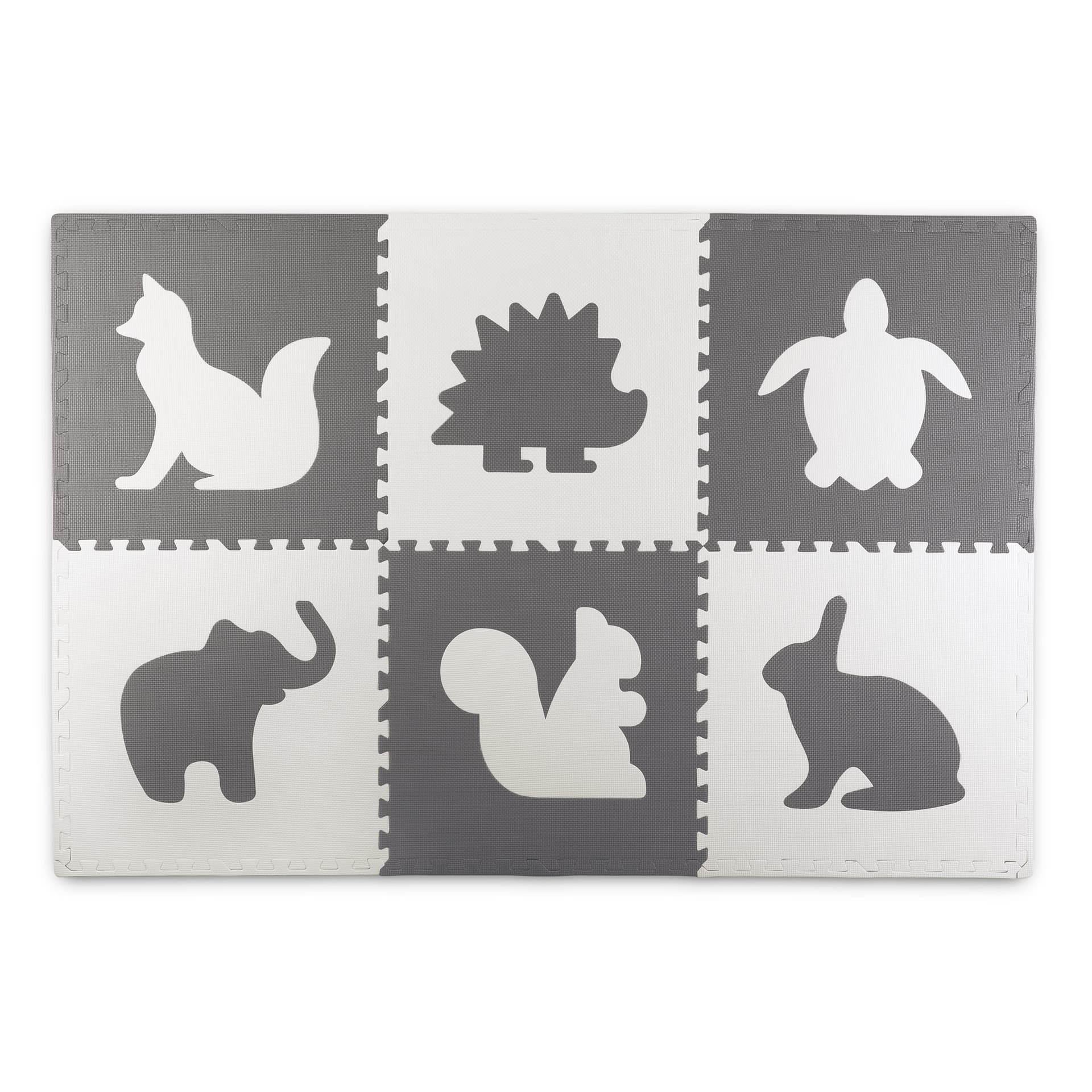 

Duża mata piankowa, puzzle, zwierzątka białe i szare 6 szt.