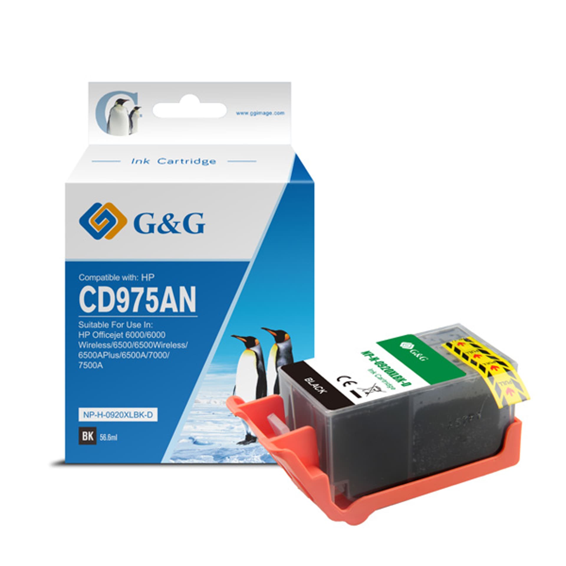 

G&G kompatybilny ink / tusz z CD975AE, black, 1200s, NP-H-0920XLBK(HP920XL, dla HP Officejet