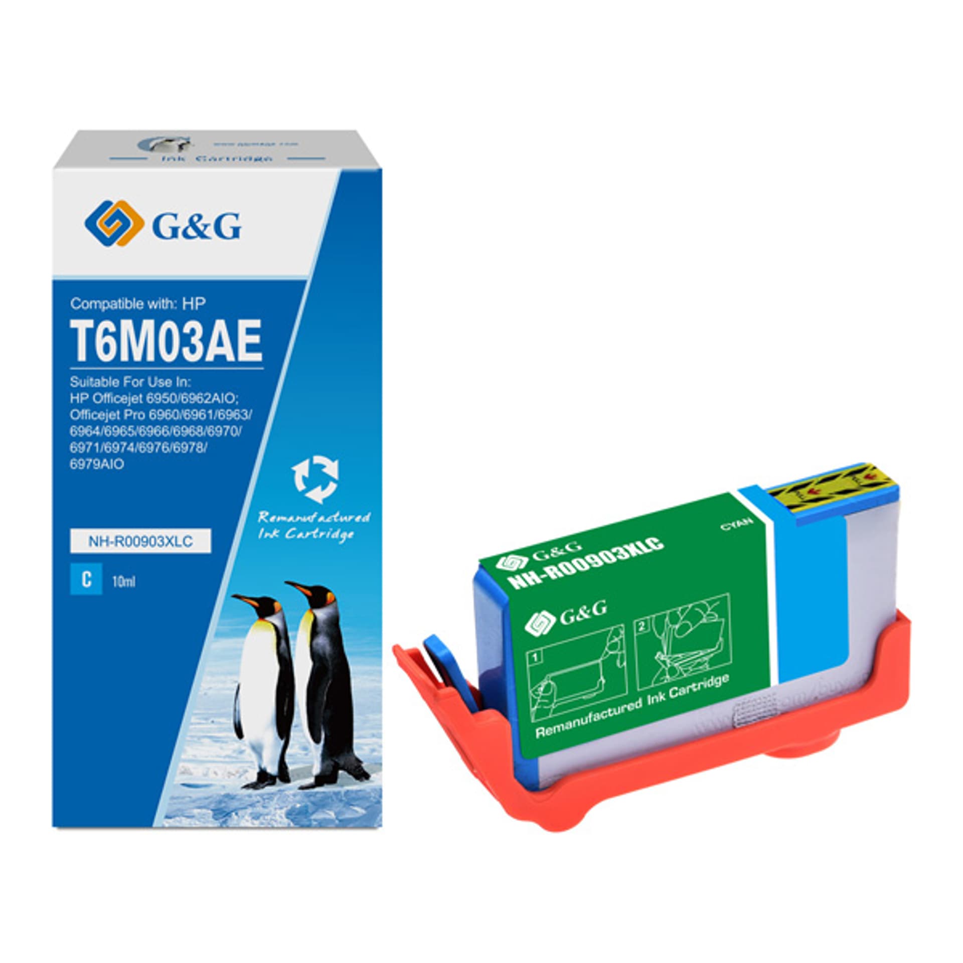 

G&G kompatybilny ink / tusz z T6M03AE, HP 903XL, cyan, 825s, NH-R00903XLC, dla HP Officejet Pro 6960/6961/6963/6964/6965/6966/6968