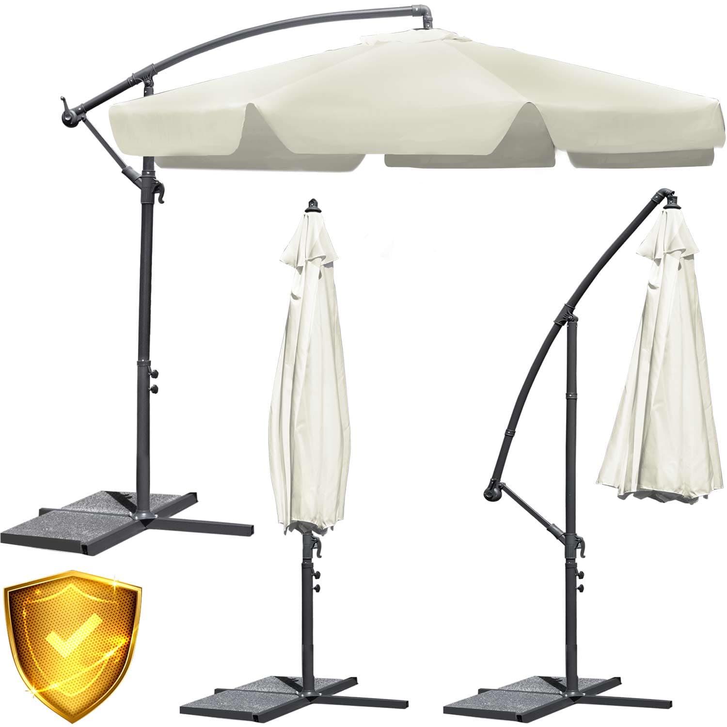 

Parasol ogrodowy składany 6 segmentów beżowy  350cm