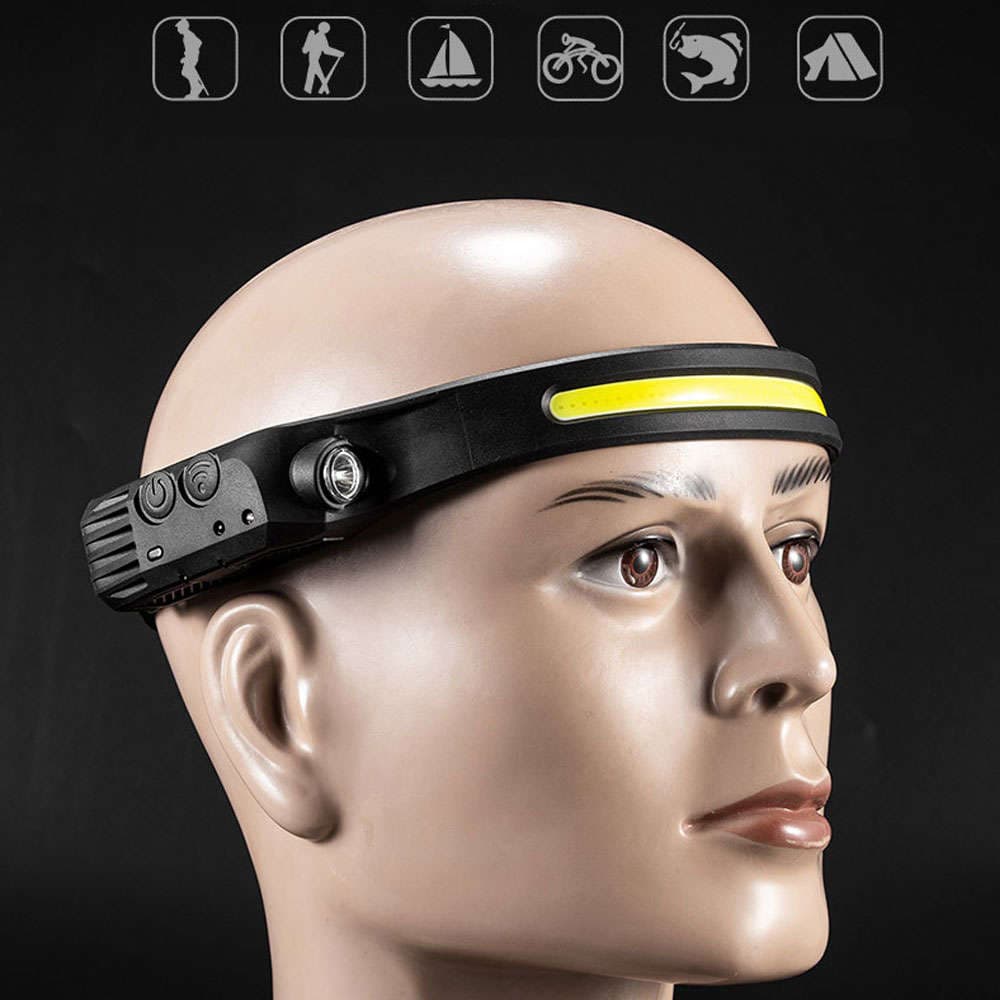 

Latarka czołowa Alogy akumulatorowa Czołówka lampa LED COB USB czujnik ruchu 6 trybów na czoło głowę