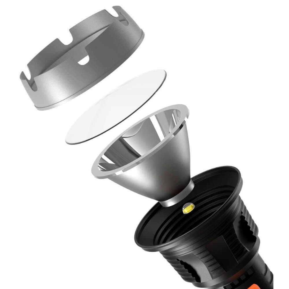 

Latarka taktyczna LED SOS COB 10W z 4 trybami świecenia do 500m Czarno-szara