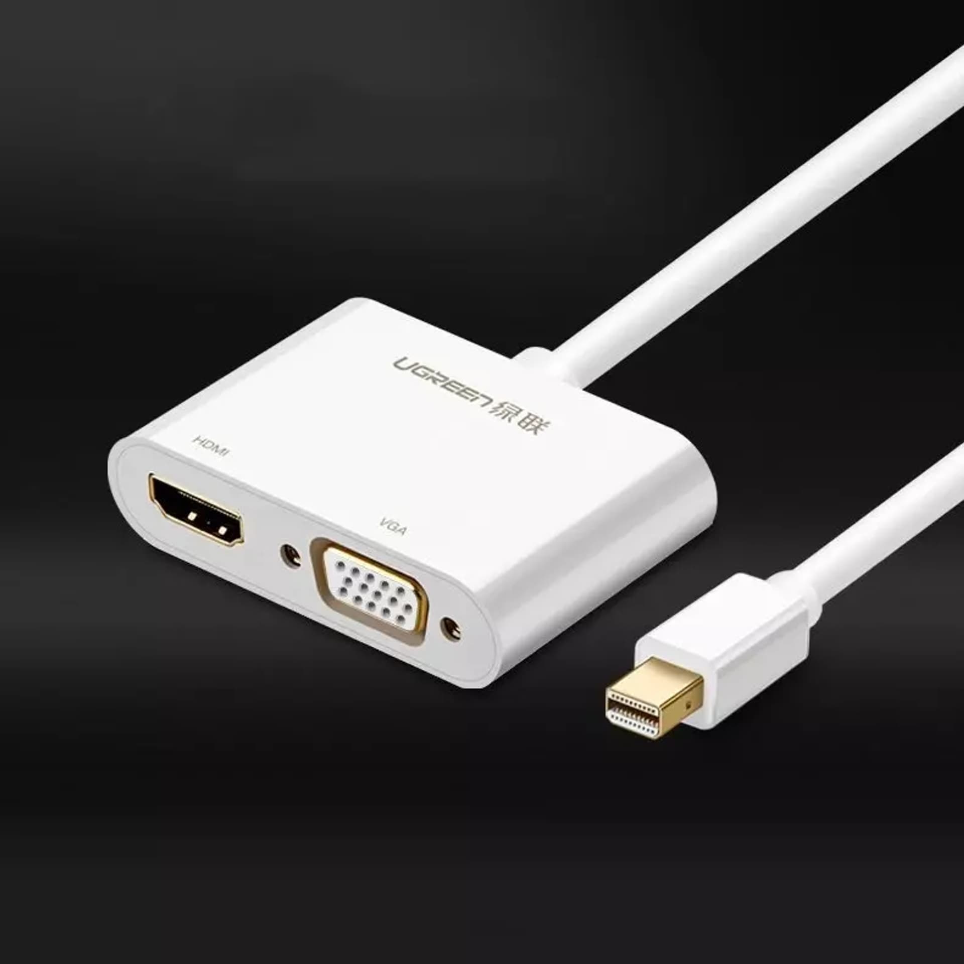 

Przejściówka UGREEN adapter HDMI / VGA - mini DisplayPort 4K@30 Hz Full HD 1080p czarny (MD108 10439)