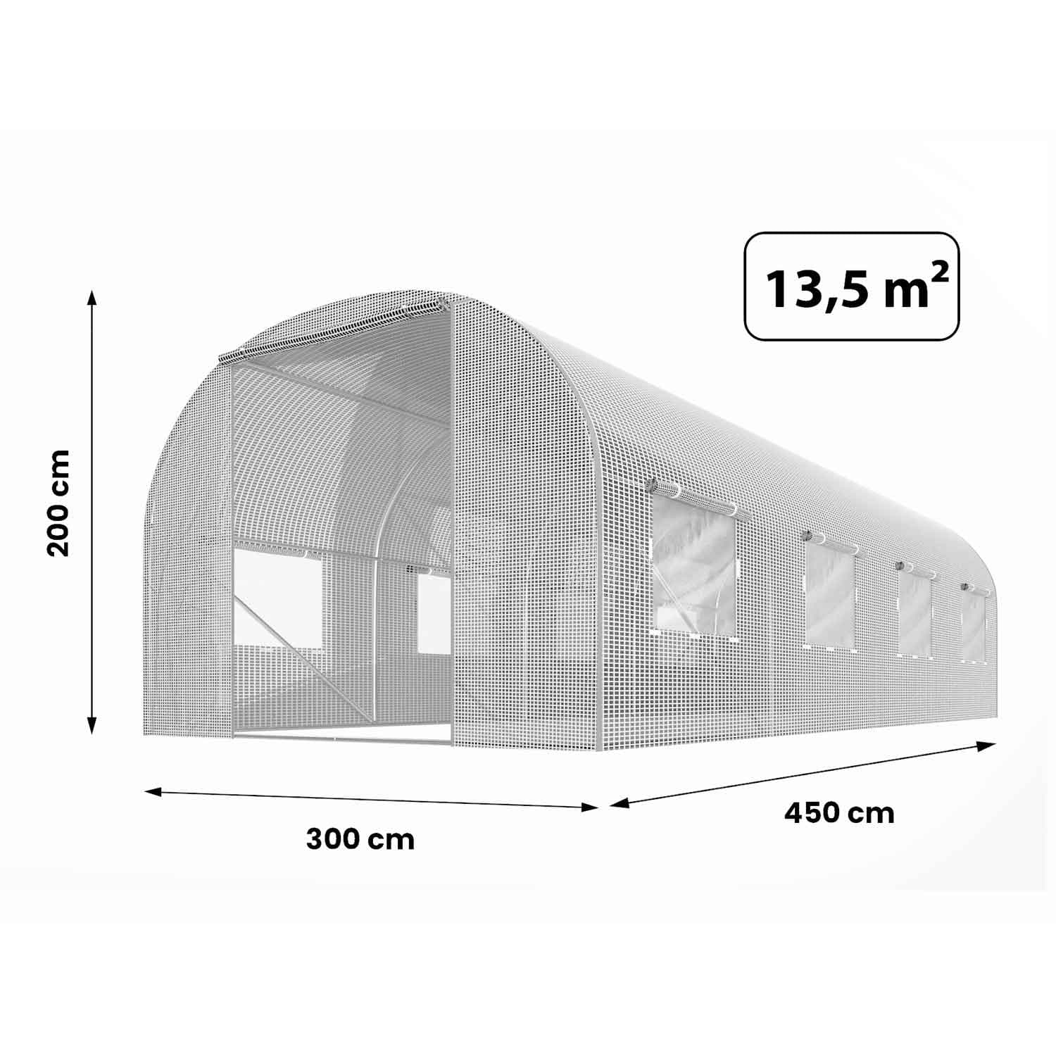 

Tunel ogrodowy 3x4,5m (,5m2) biały Plonos