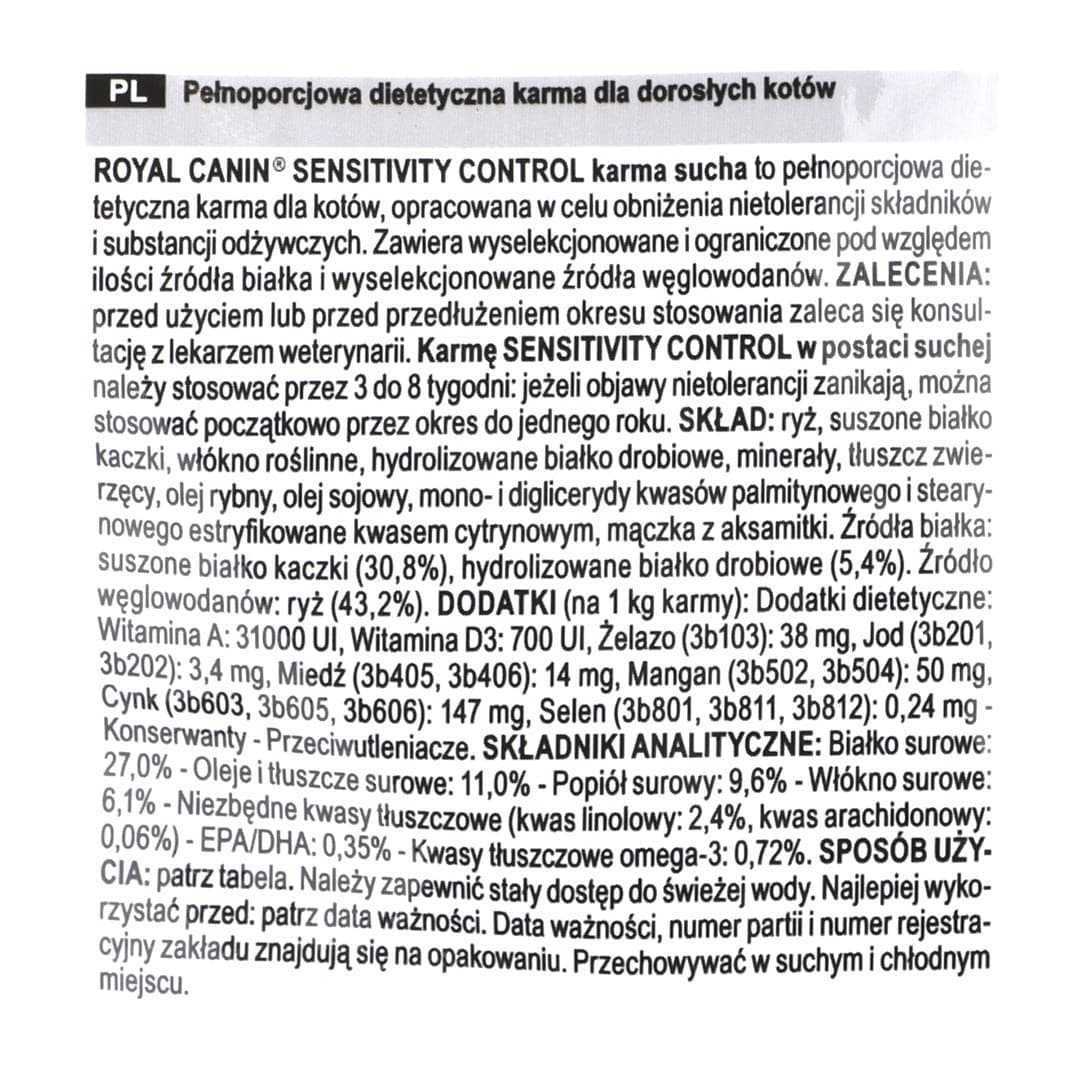 

Royal Canin Vet Sensitivity Control Feline 3,5Kg