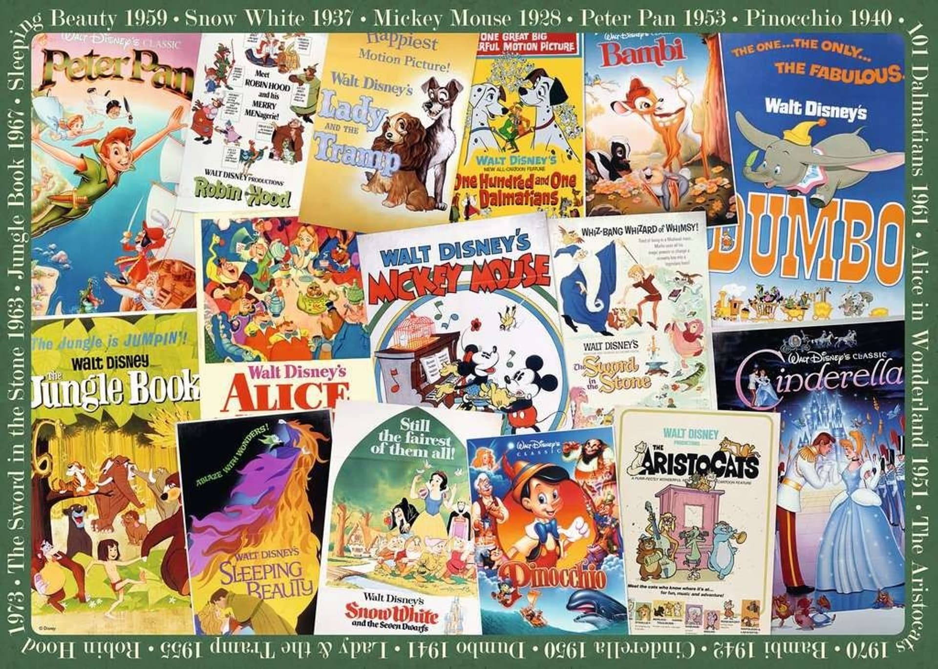 

Puzzle 1000 elementów Stare plakaty z filmów Disney