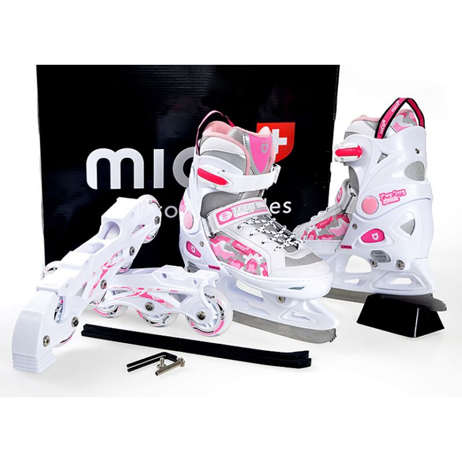 

Łyżworolki Mico Princes 2w1 PW (kolor Biały. Różowy, rozmiar 29-32)