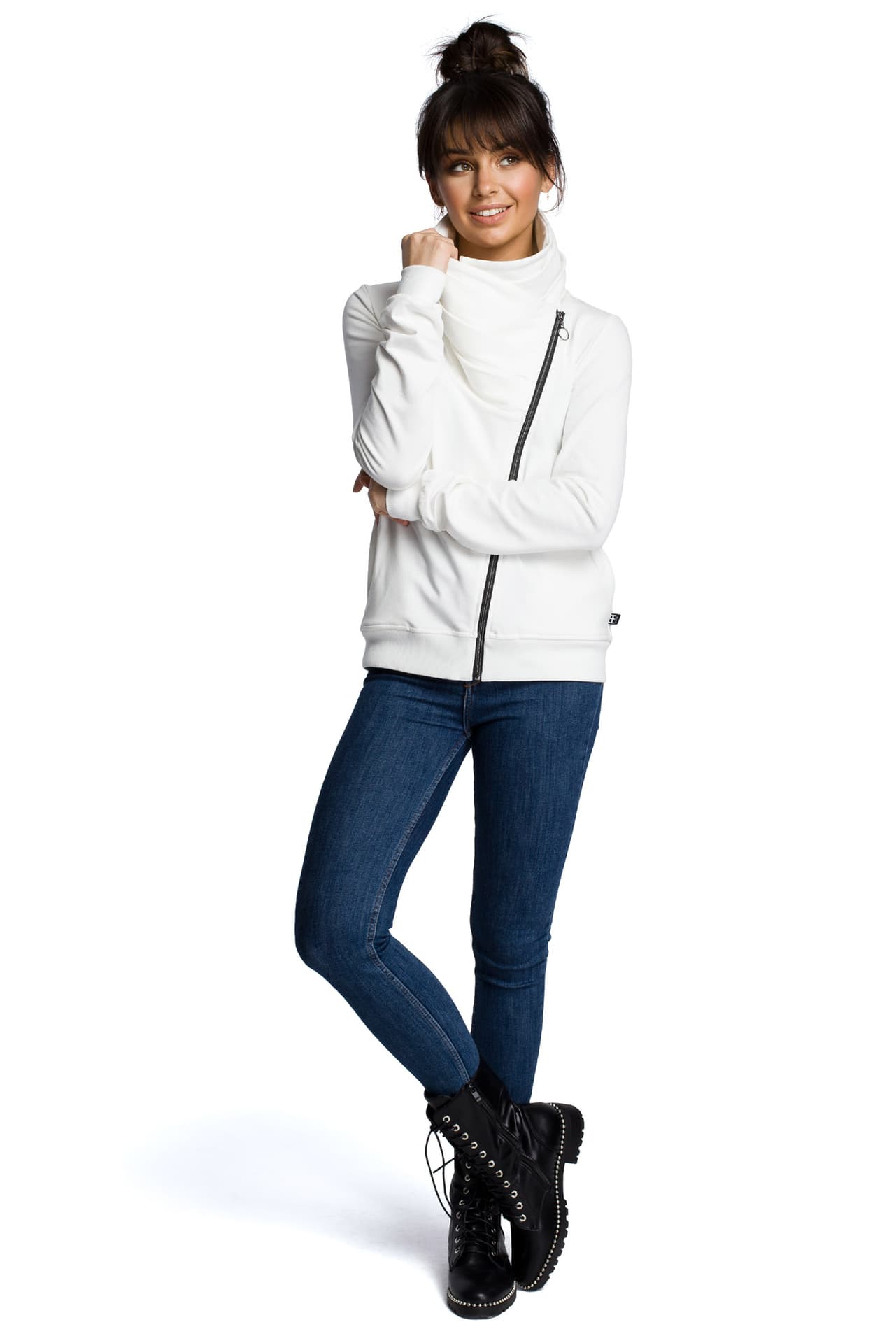 

B071 Bluza z zamkiem ecru (kolor ecru, rozmiar M)