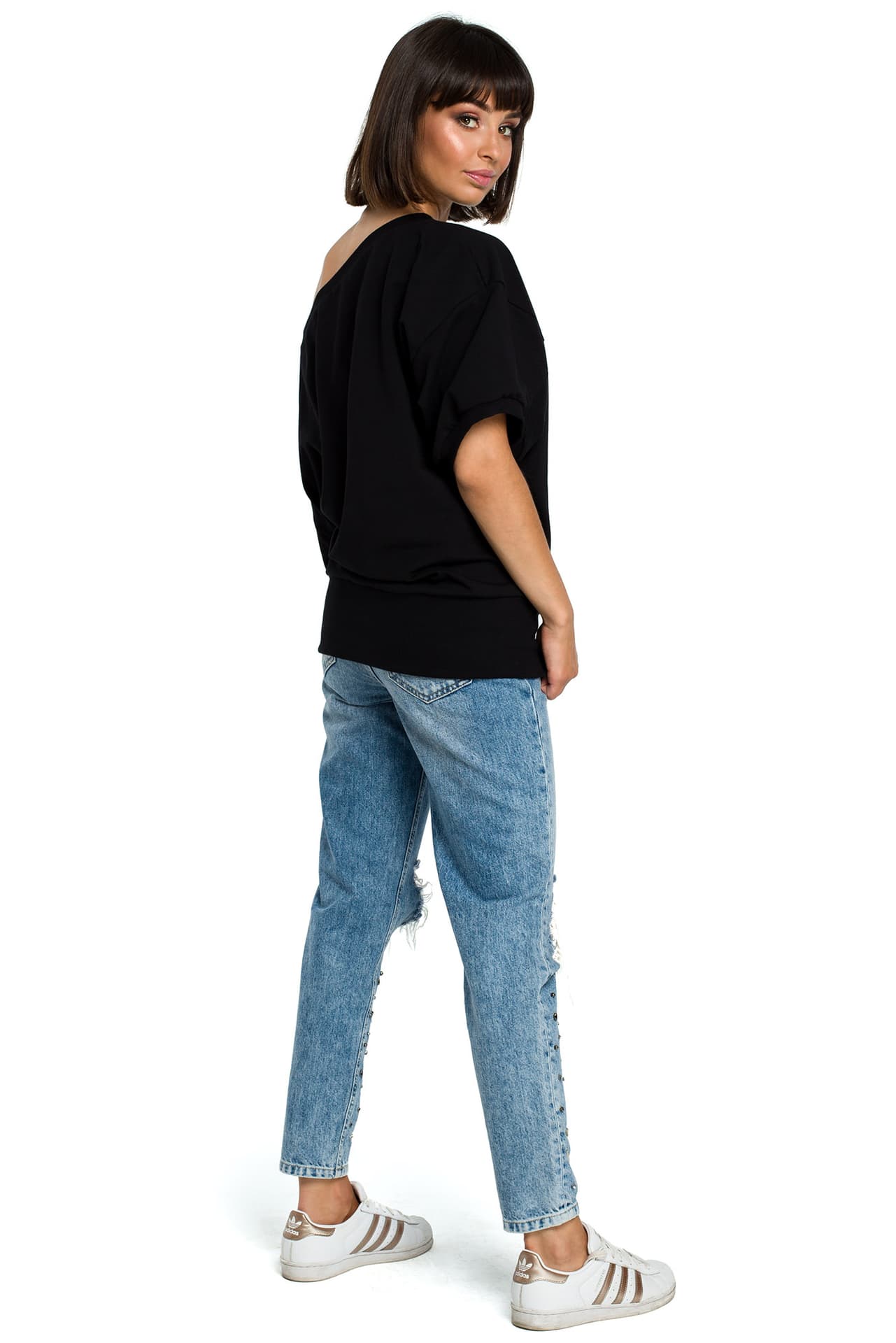

B079 Bluza z kimonowymi rękawami czarna (kolor czarny, rozmiar L/XL)