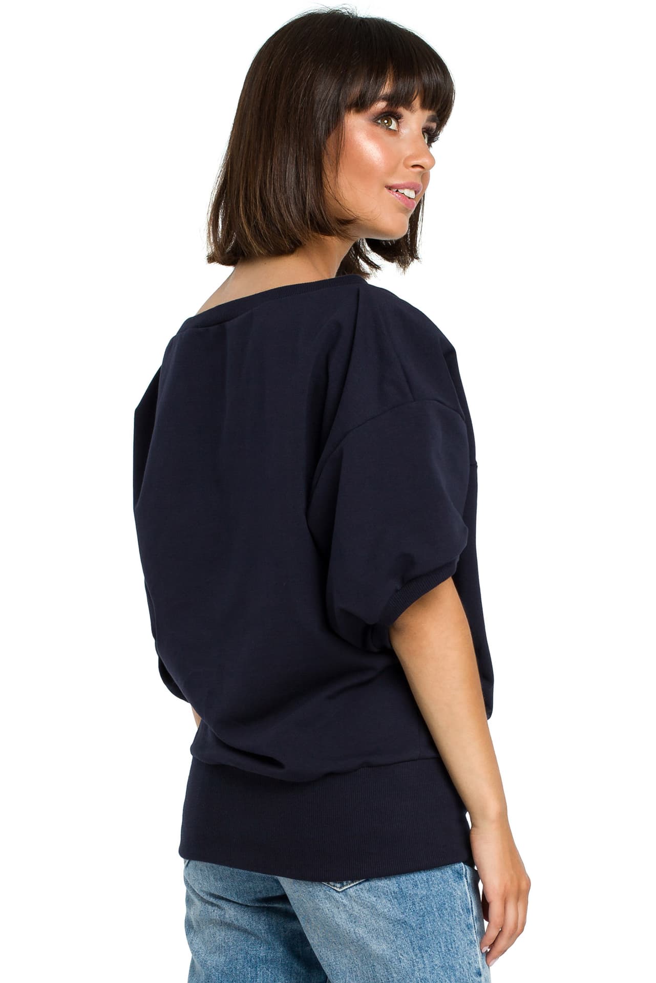 

B079 Bluza z kimonowymi rękawami granatowa (kolor granat, rozmiar S/M)
