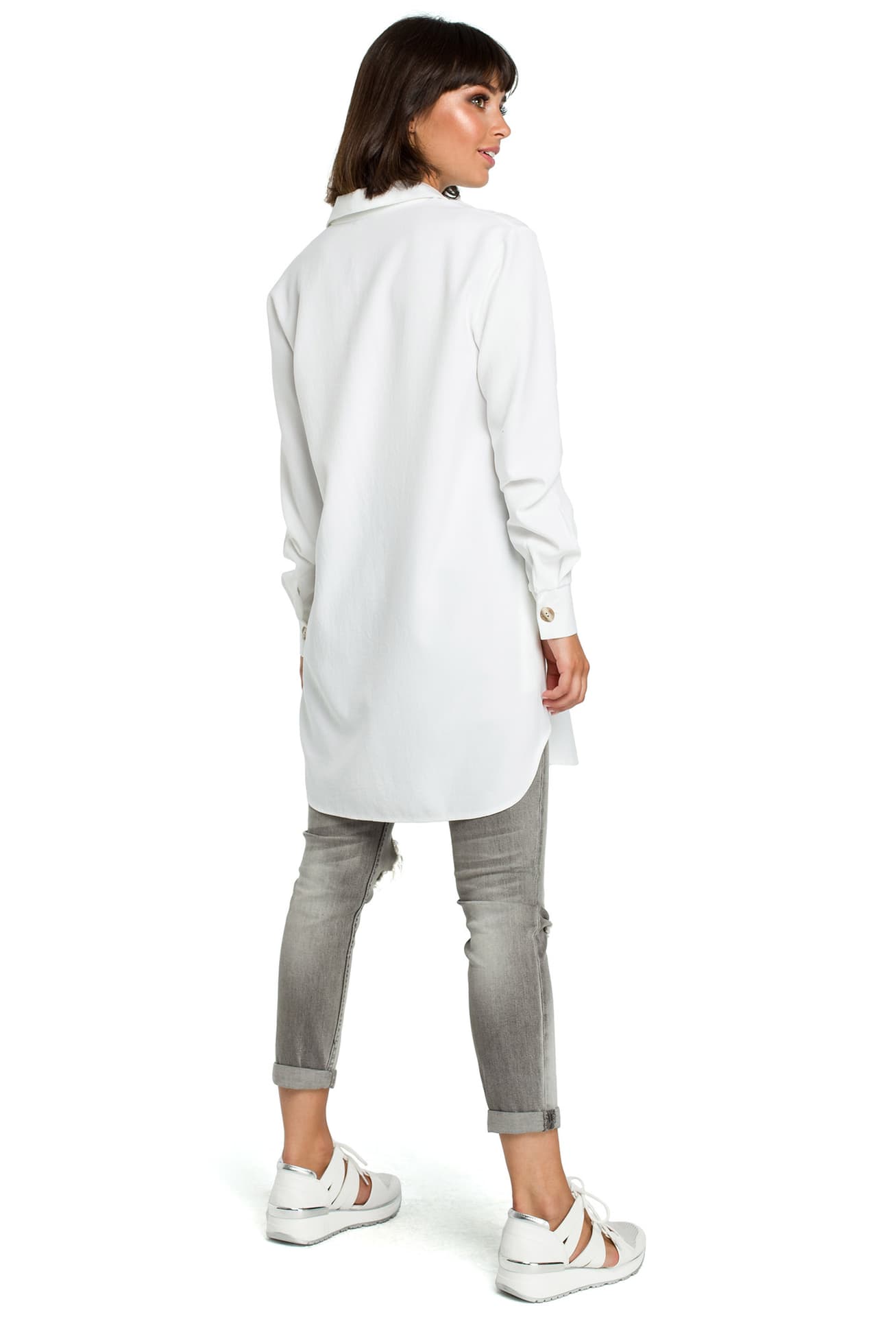 

B086 Tunika koszulowa - biała (kolor biały, rozmiar 2XL/3XL)