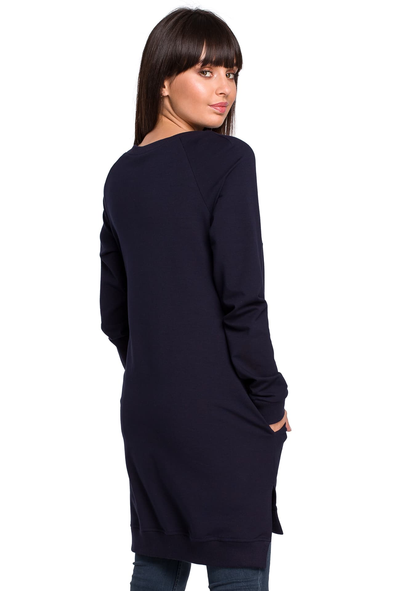 

B101 Bluza - tunika z rozcięciami po bokach - granat (kolor granat, rozmiar S)