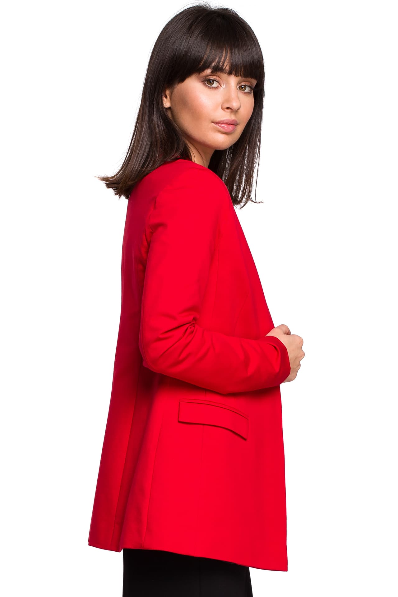 

B103 Żakiet dzianinowy Plus Size bez zapięcia - czerwony (kolor czerwony, rozmiar 5XL)