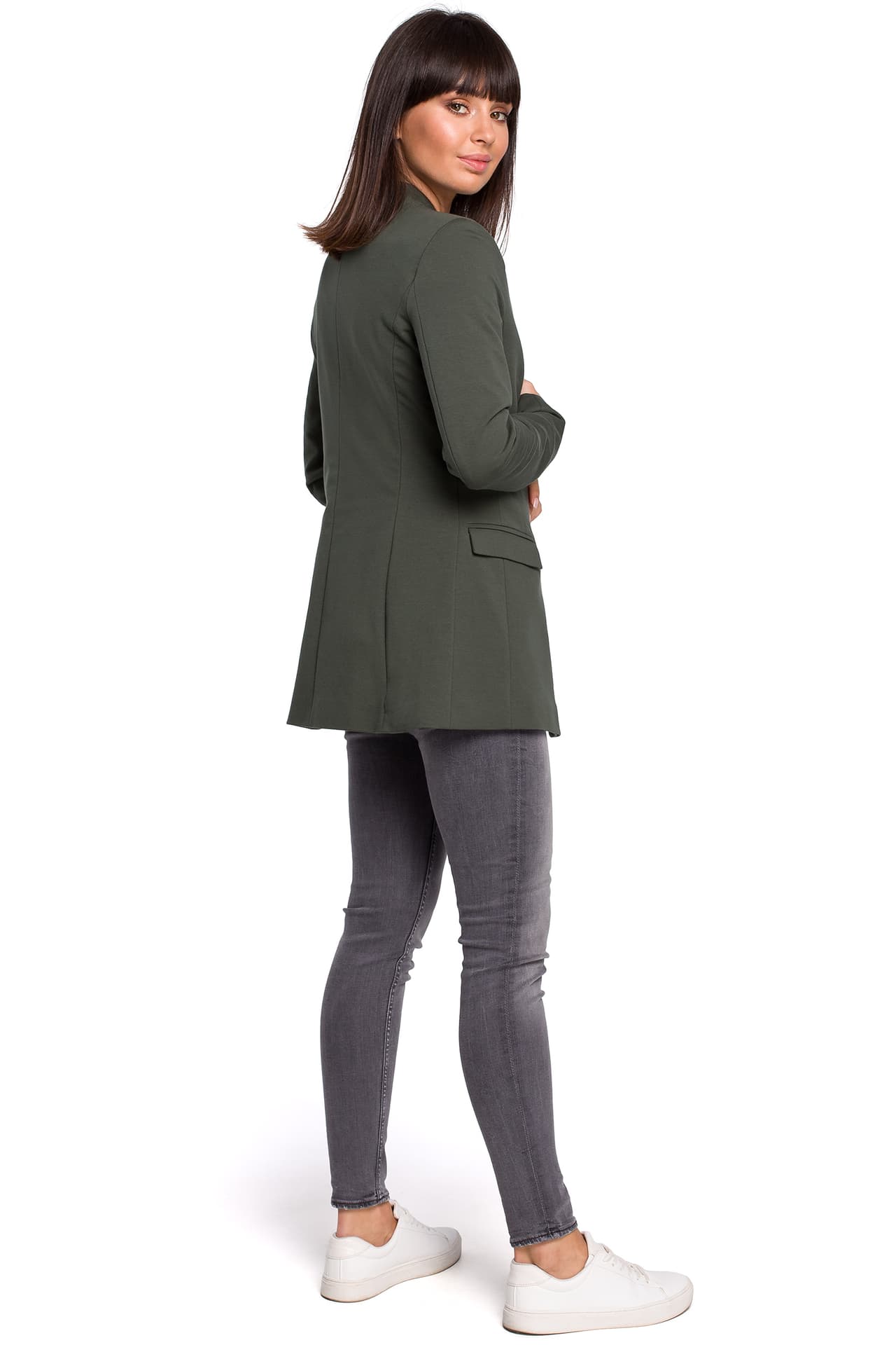 

B103 Żakiet dzianinowy Plus Size bez zapięcia - khaki (kolor khaki, rozmiar 5XL)