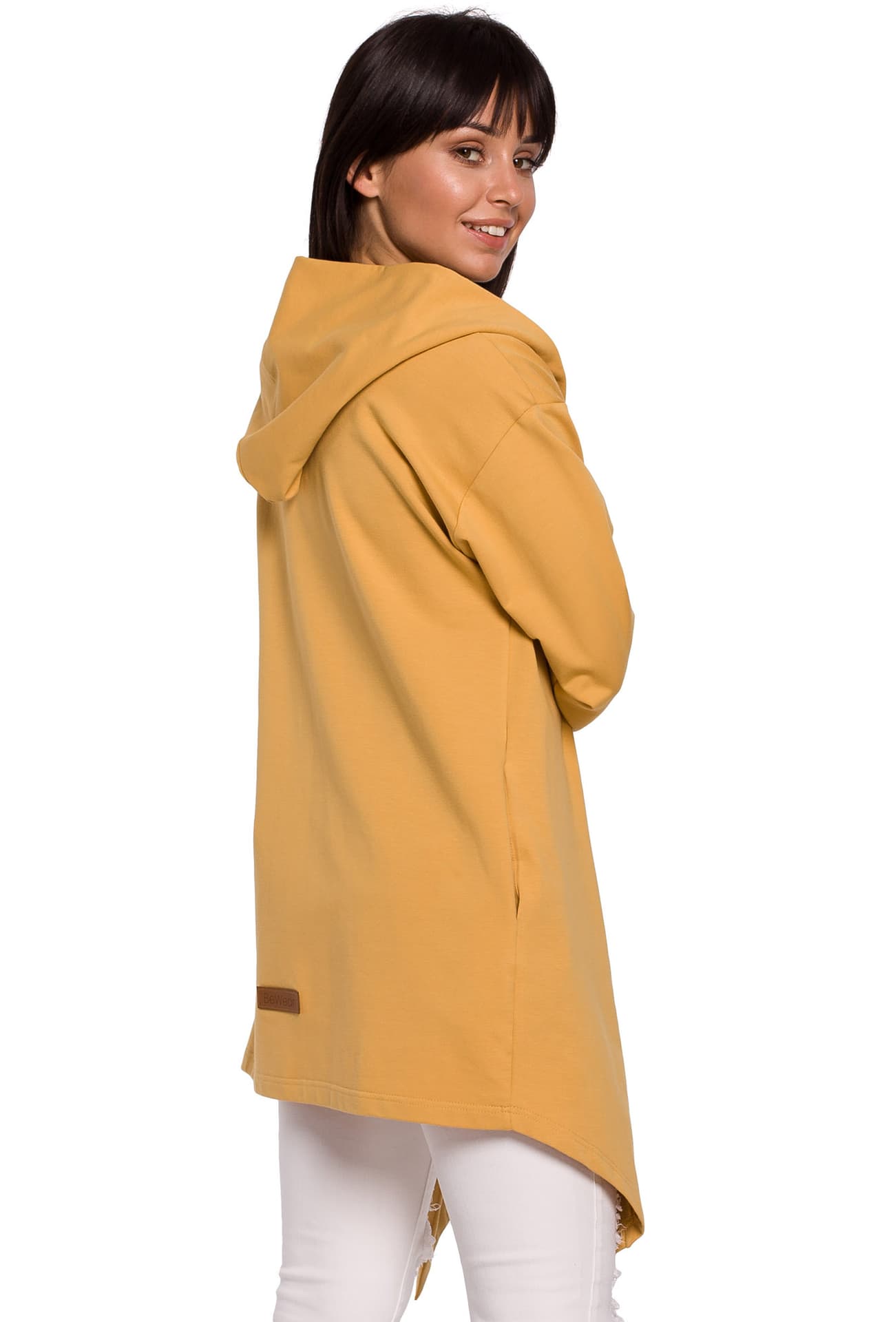 

B137 Blezer bez zapięcia z kapturem - żółty (kolor żółty, rozmiar L/XL)