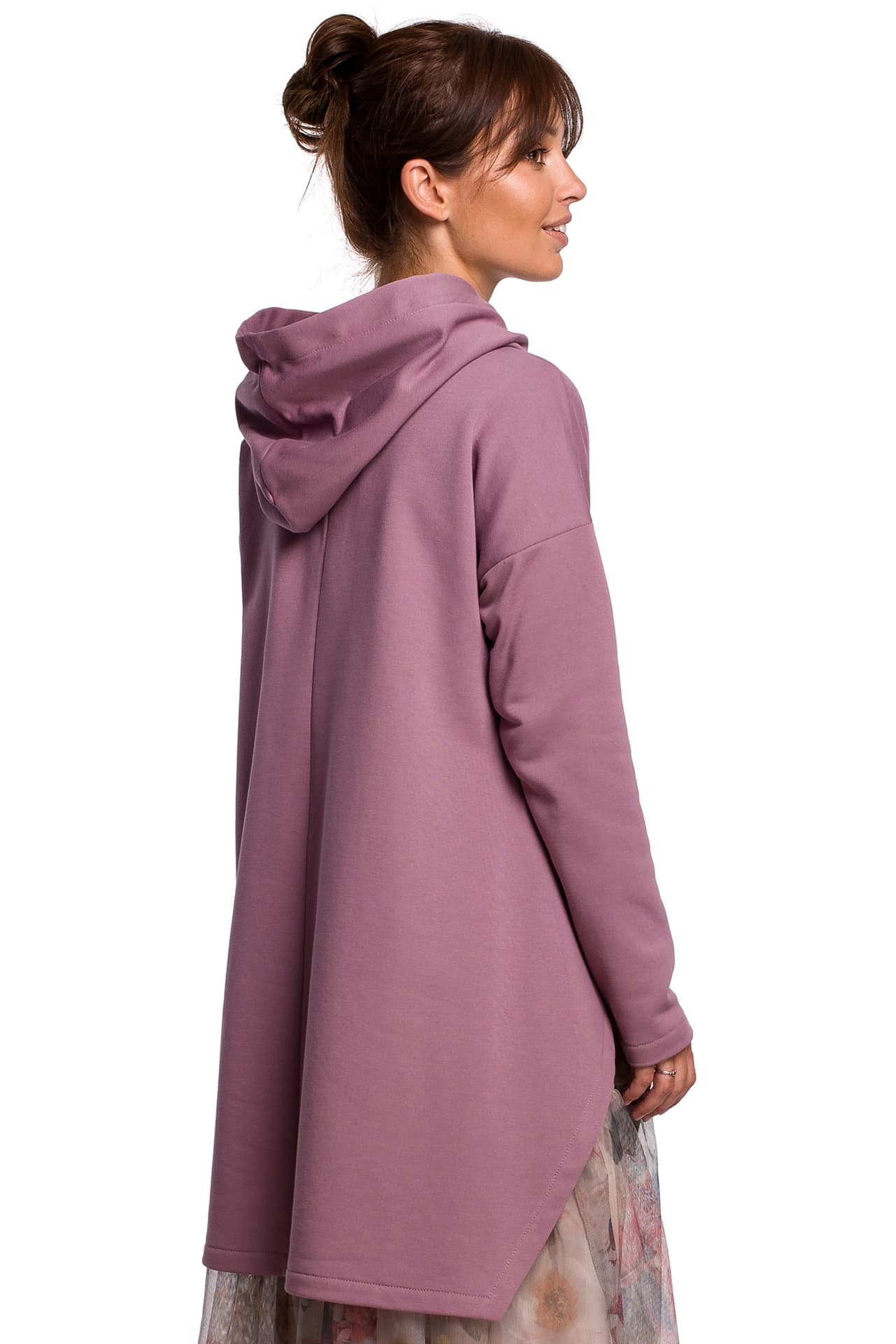 

B179 Bluza z asymetrycznym rozcięciem - wrzosowa (kolor wrzos, rozmiar L/XL)