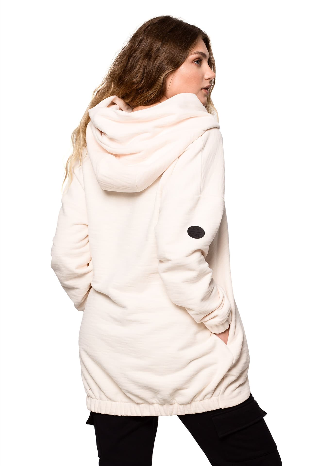 

B203 Bluza tunika z kołnierzem i kapturem - waniliowa (kolor wanilia, rozmiar 2XL/3XL)