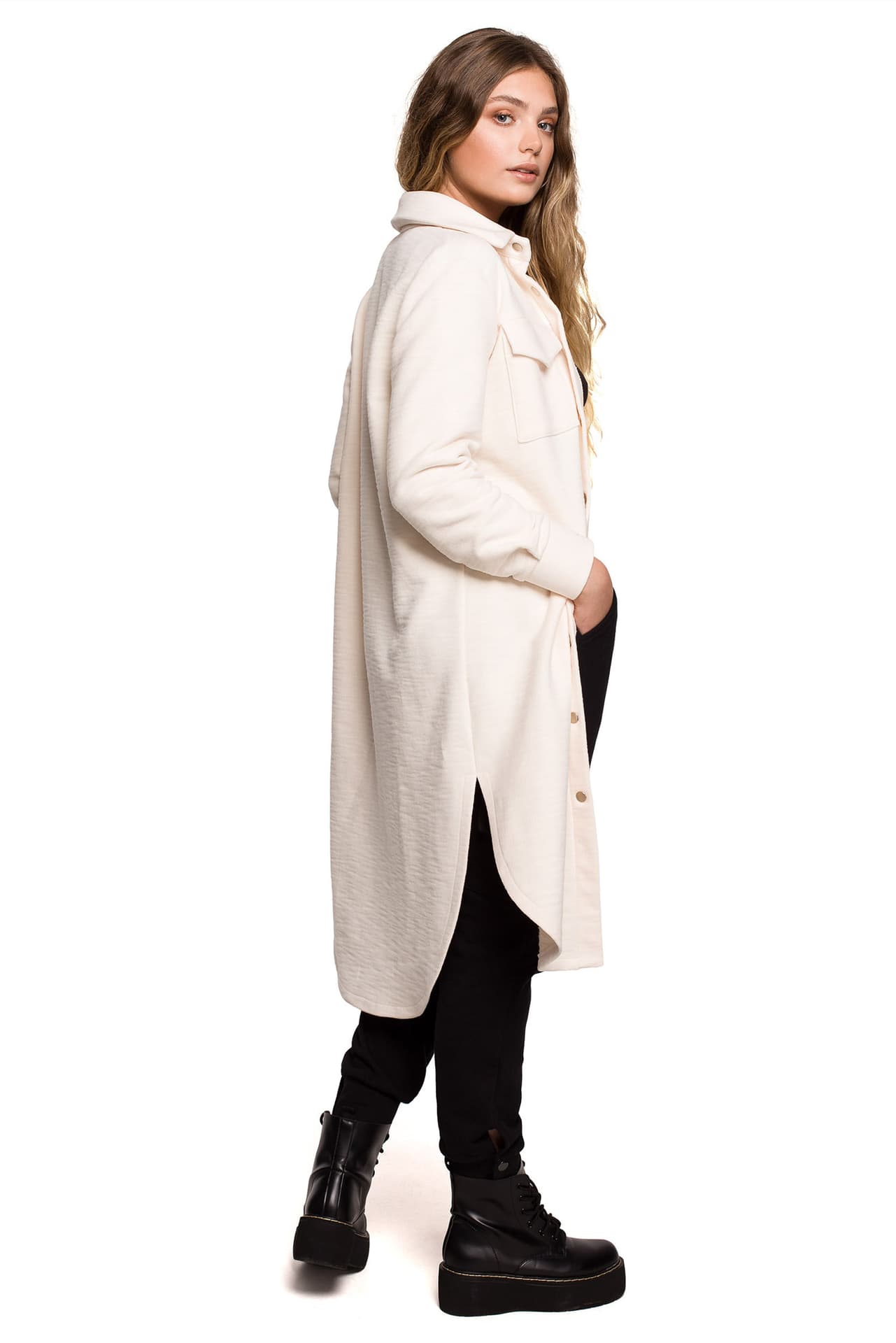 

B204 Kurtka koszulowa z kieszeniami - waniliowa (kolor wanilia, rozmiar XXL)