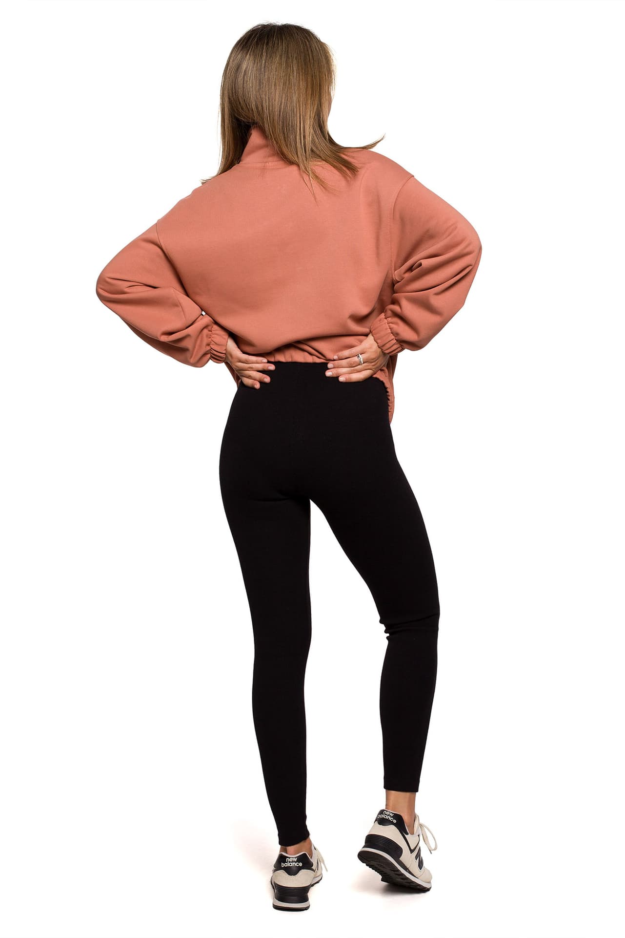 

B213 Legginsy z dzianiny prążkowanej - czarne (kolor czarny, rozmiar M)