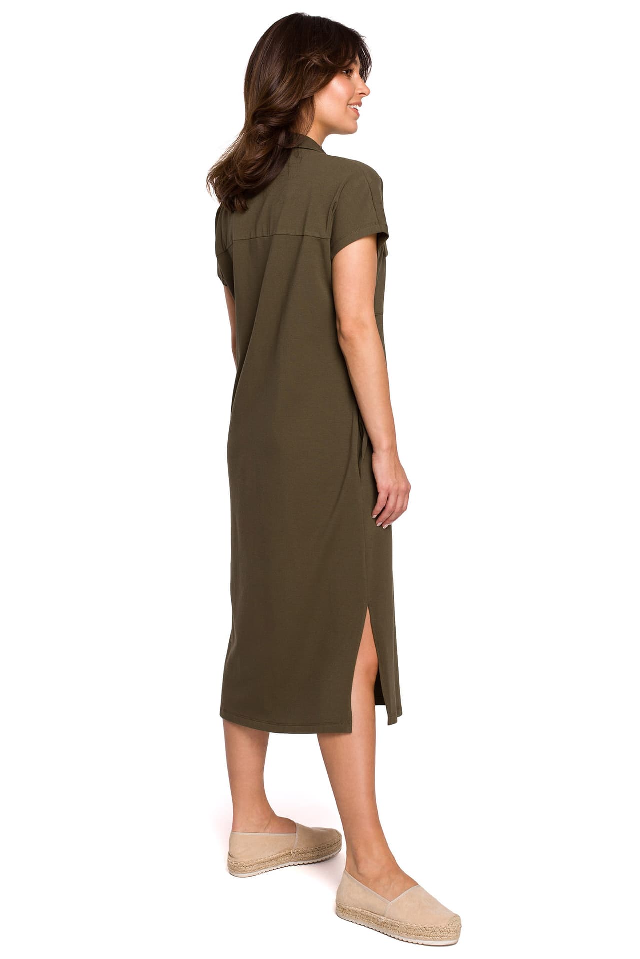 

B222 Sukienka safari z kołnierzykiem - khaki (kolor khaki, rozmiar XXL)