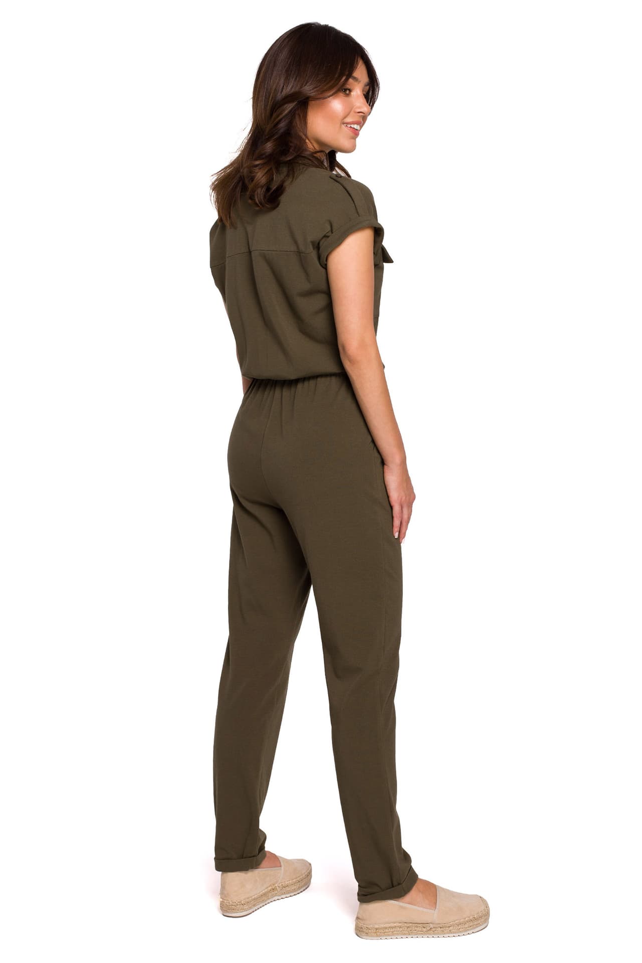 

B223 Kombinezon safari z kieszeniami na przodzie - khaki (kolor khaki, rozmiar M)