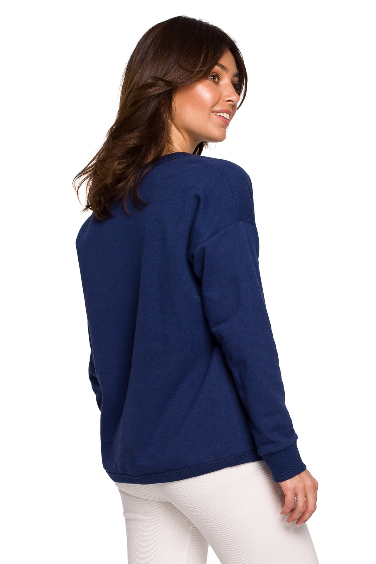 

B225 Bluza z wycięciem w dekolcie - atramentowa (kolor atramentowy, rozmiar XL)