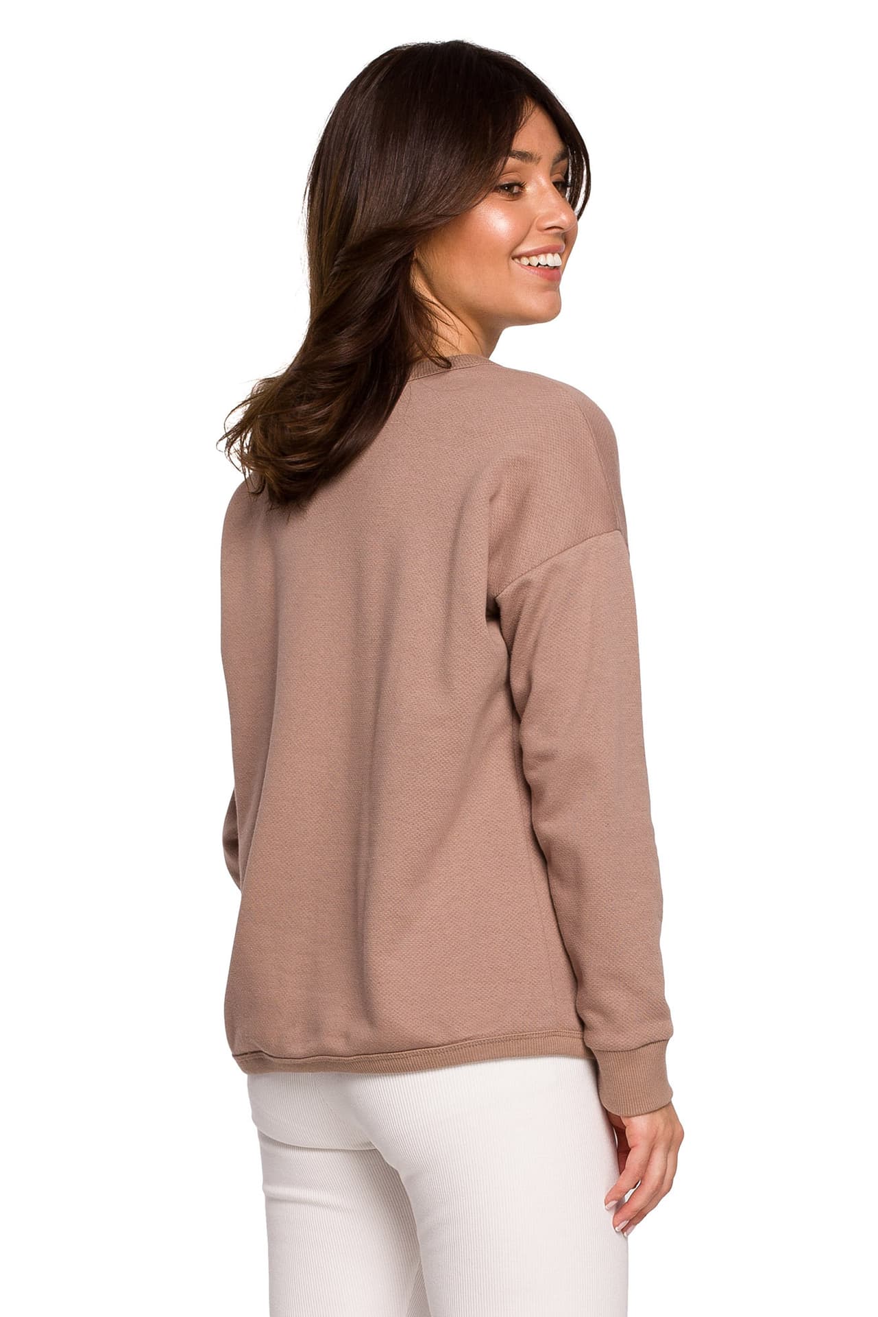 

B225 Bluza z wycięciem w dekolcie - cappuccino (kolor Cappucino, rozmiar L)