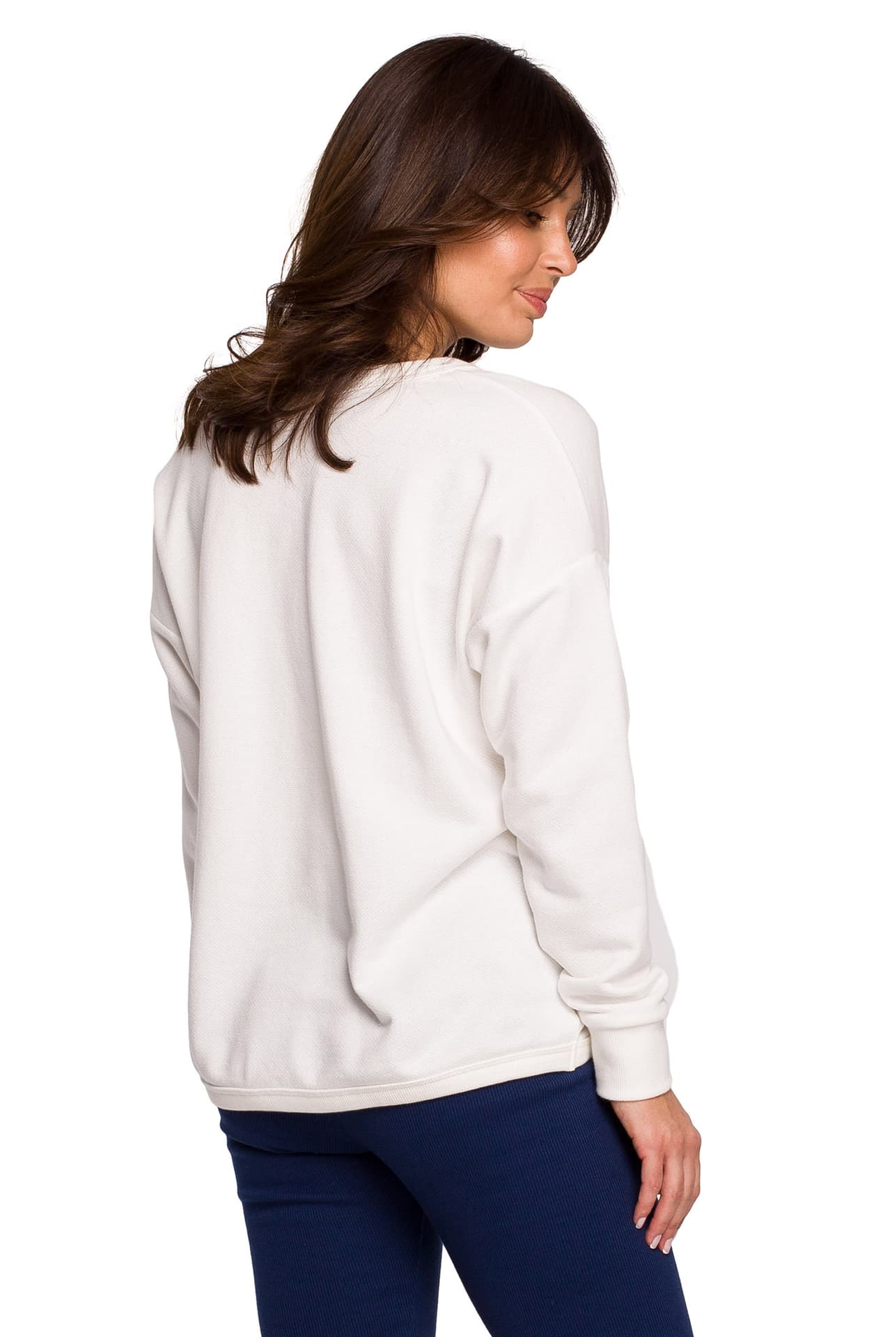 

B225 Bluza z wycięciem w dekolcie - ecru (kolor ecru, rozmiar XXL)