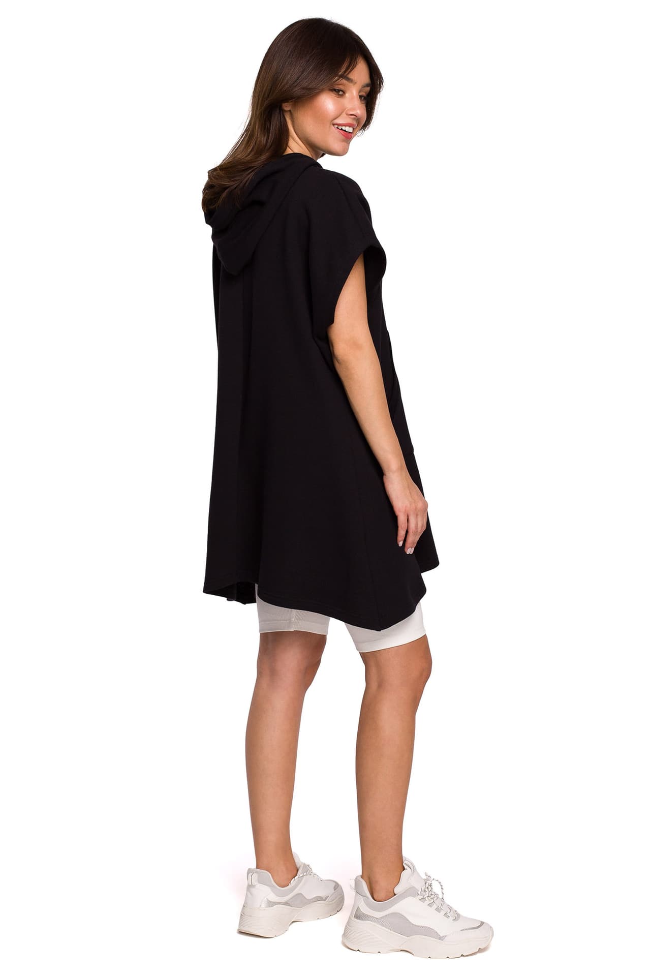 

B226 Tunika trapezowa z kieszenią kangurek - czarna (kolor czarny, rozmiar 2XL/3XL)