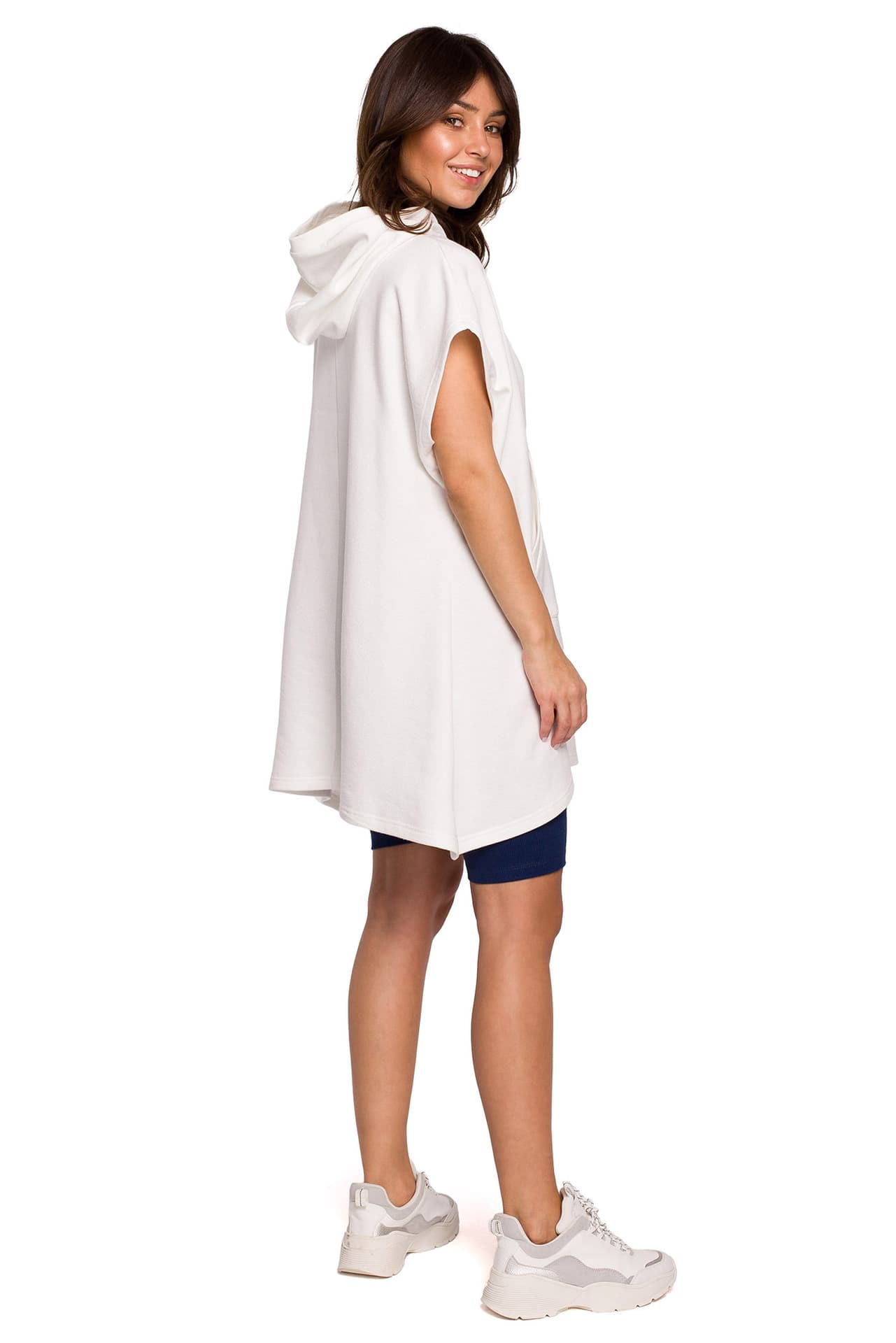 

B226 Tunika trapezowa z kieszenią kangurek - ecru (kolor ecru, rozmiar 2XL/3XL)