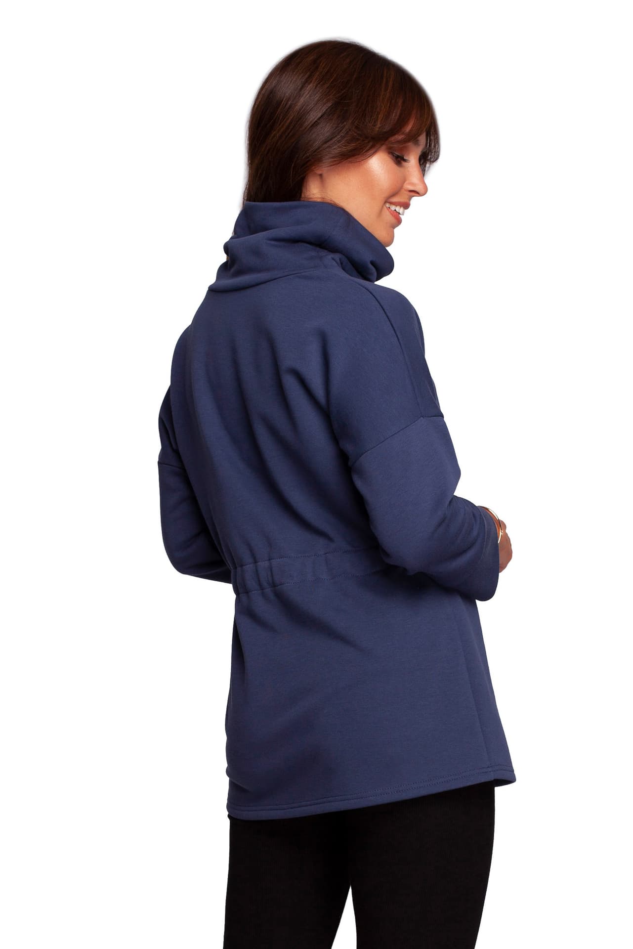 

B236 Bluza z golfem i tasiemką w centki - niebieska (kolor niebieski, rozmiar XL)