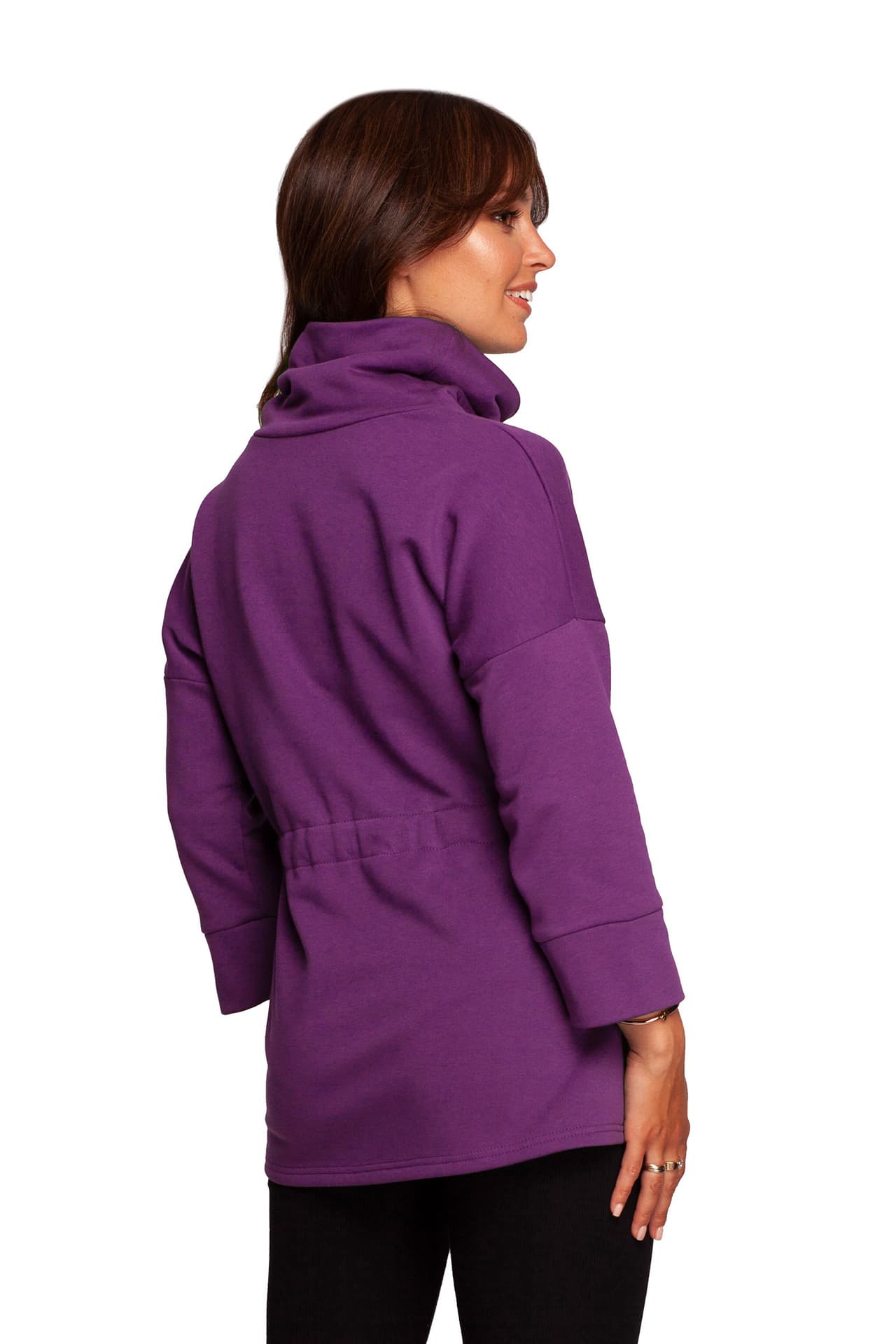 

B236 Bluza z golfem i tasiemką w centki - pupurowa (kolor fiolet, rozmiar XXL)