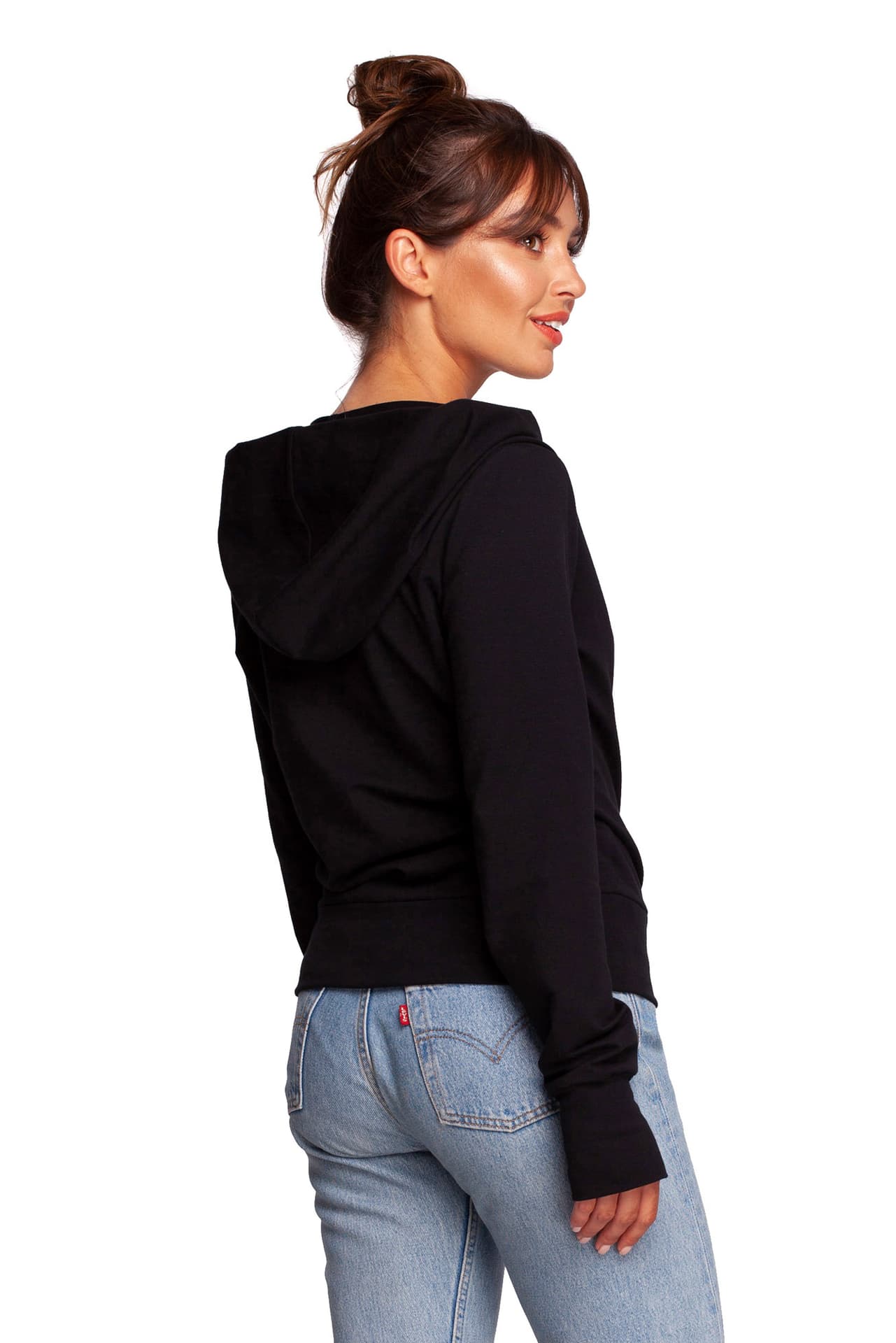 

B246 Bluza na zakładkę z kapturem - czarna (kolor czarny, rozmiar XL)