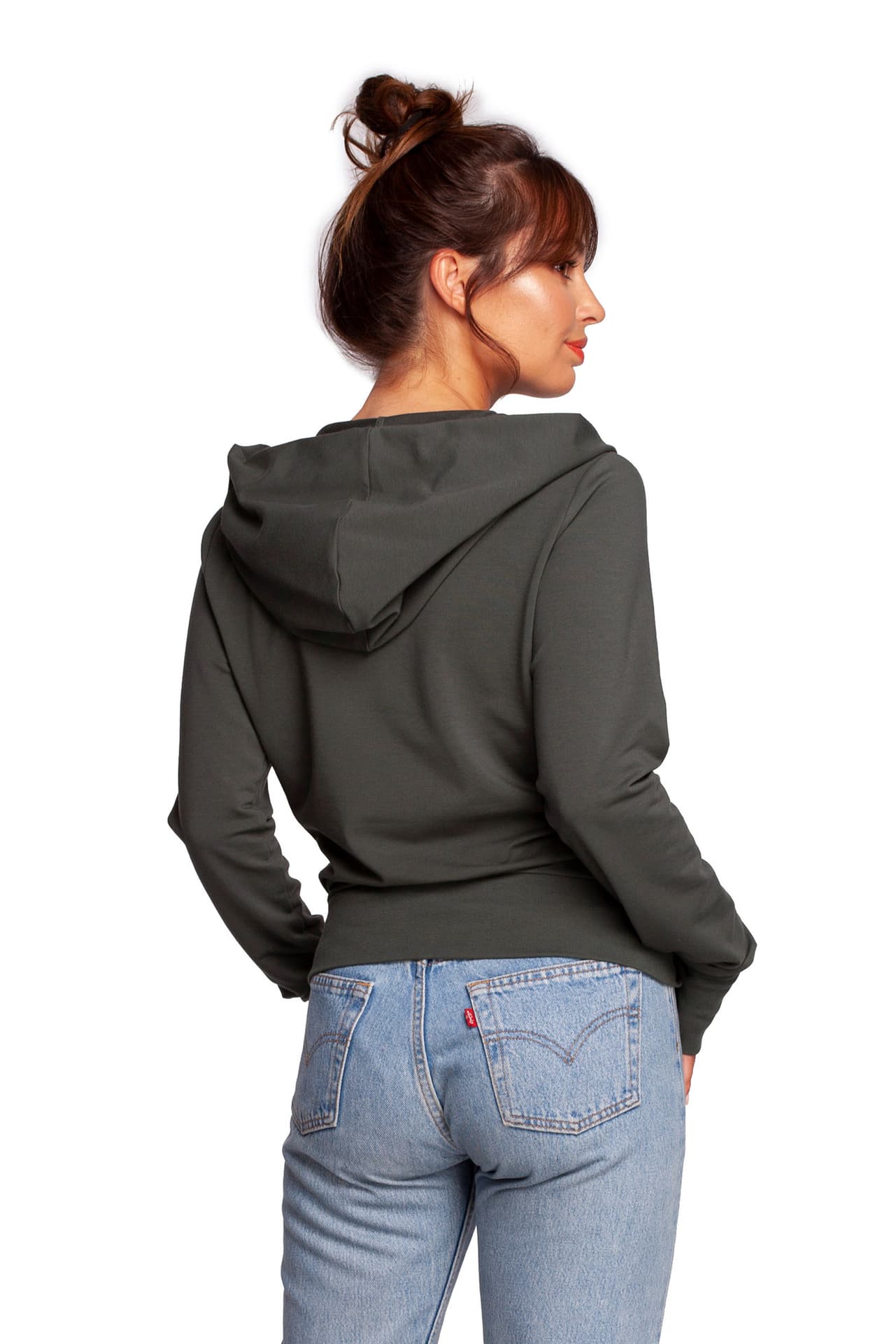 

B246 Bluza na zakładkę z kapturem - militarna zieleń (kolor khaki, rozmiar XL)