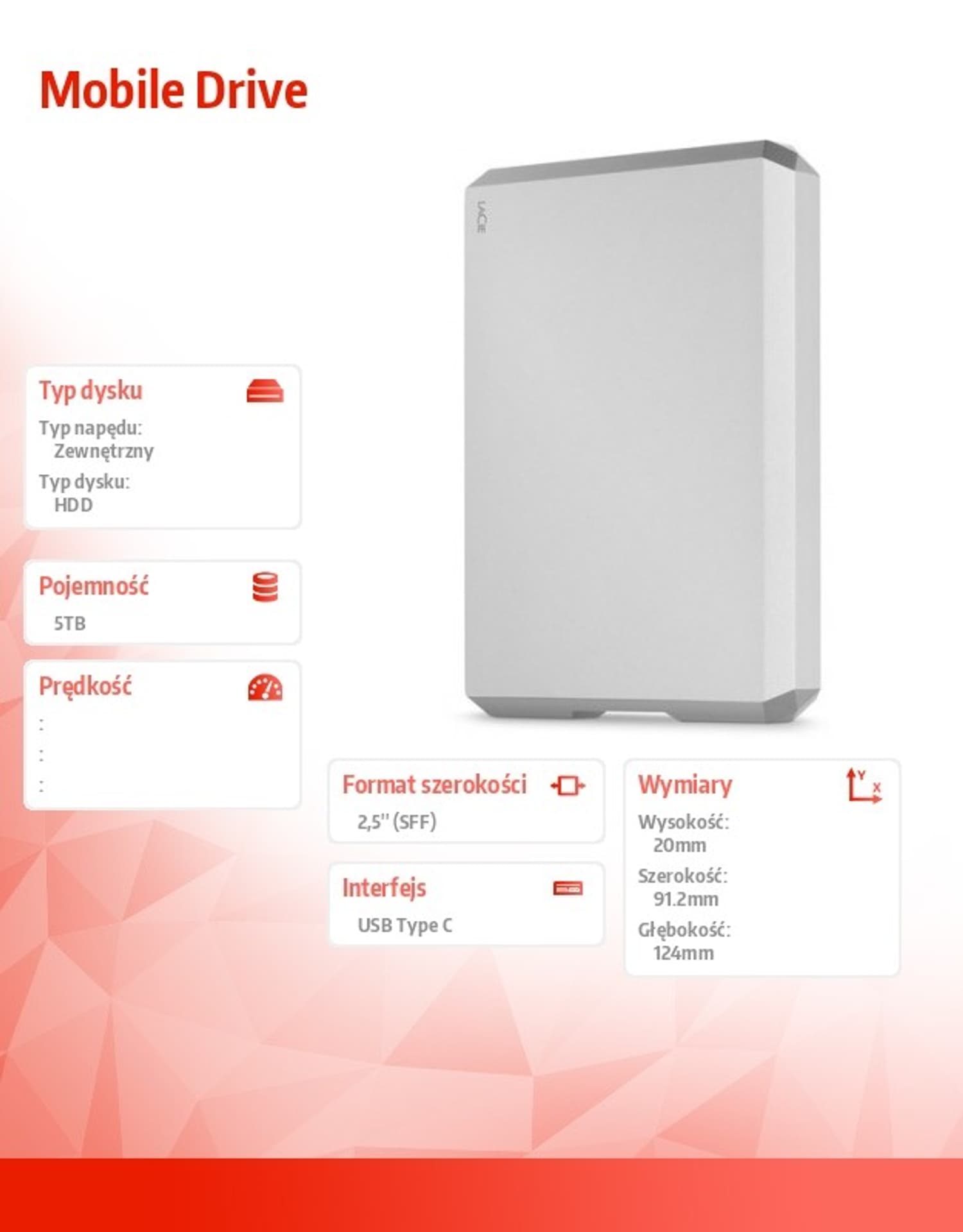 

Dysk Mobile Drive 5TB USB-C STHG5000400