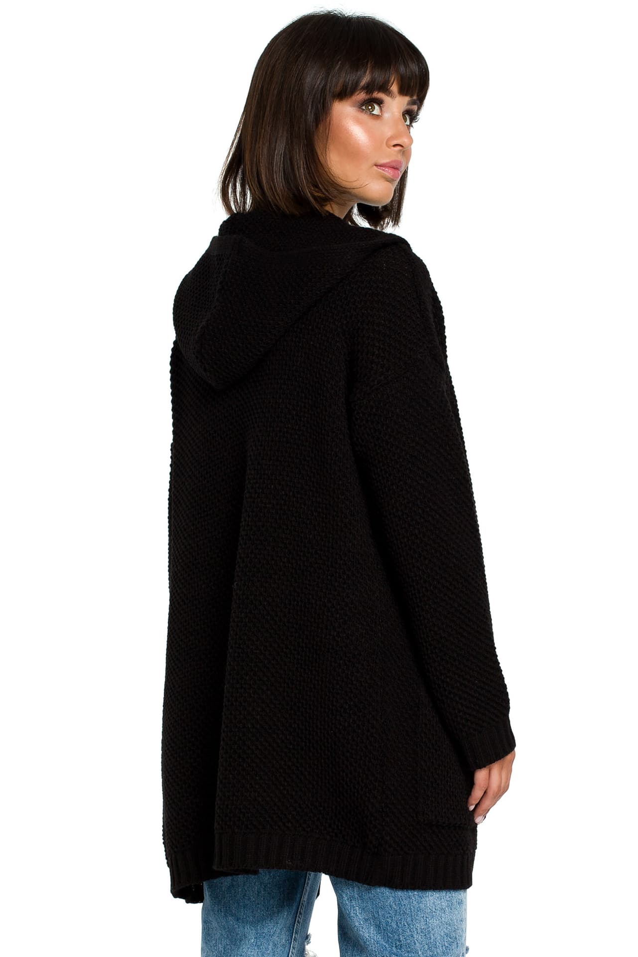 

BK002 Kardigan z kapturem - czarny (kolor czarny, rozmiar, Kolor czarny/rozmiar one size
