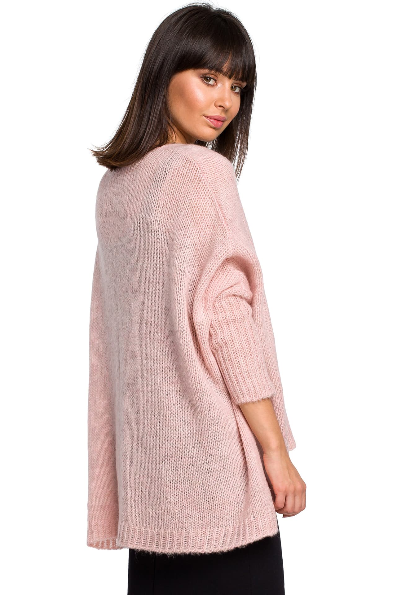 

BK018 Luźny sweter z kieszenią - różowy (kolor róż, rozmiar S/L)