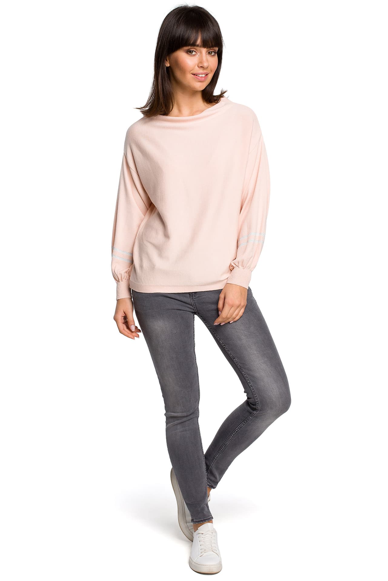 

BK024 Sweter z szerokimi rękawami - brzoskiwniowy (kolor Brzoskwiniowy, rozmiar S/L)