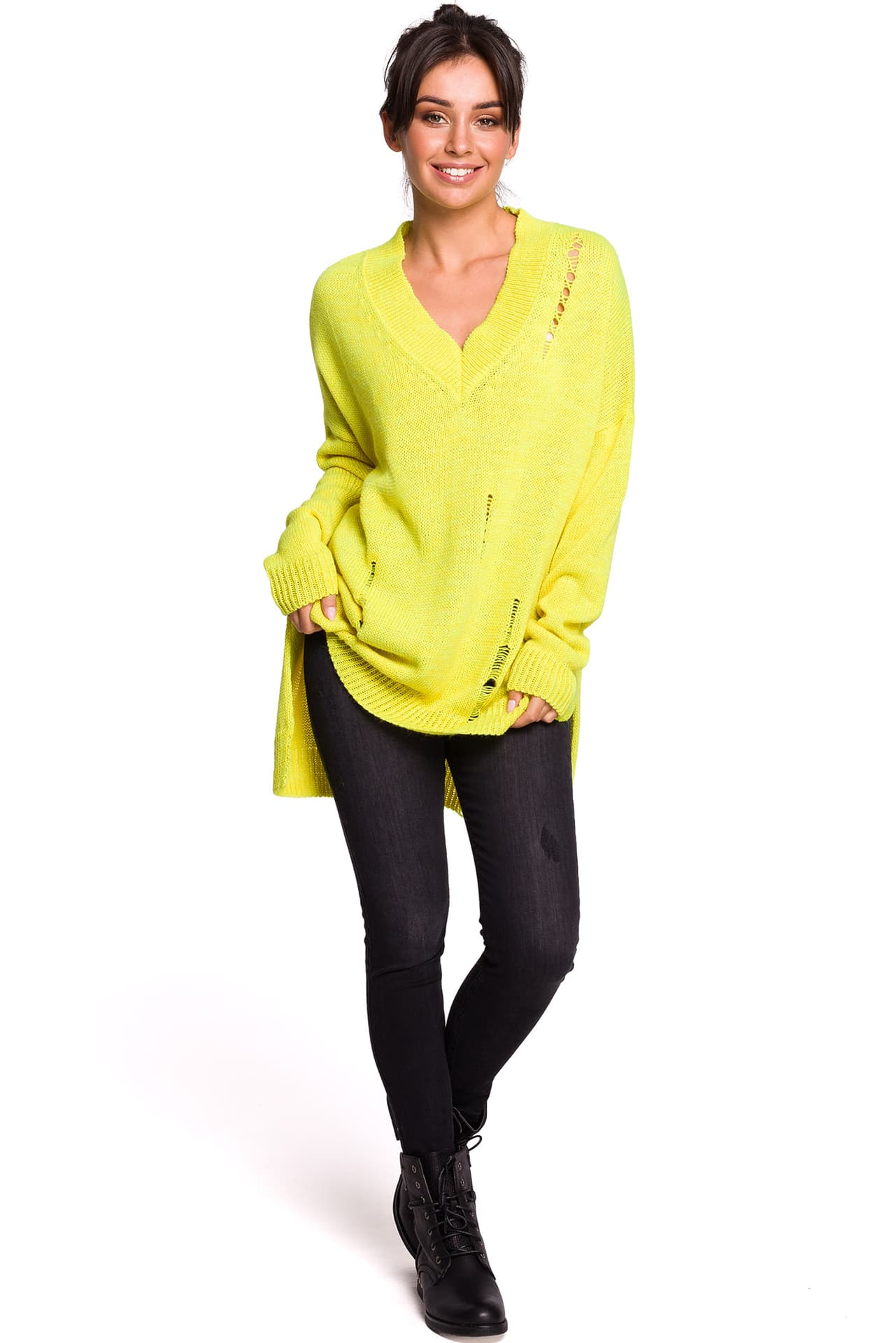 

BK028 Sweter z dziurami - żółty (kolor żółty, rozmiar S/M)