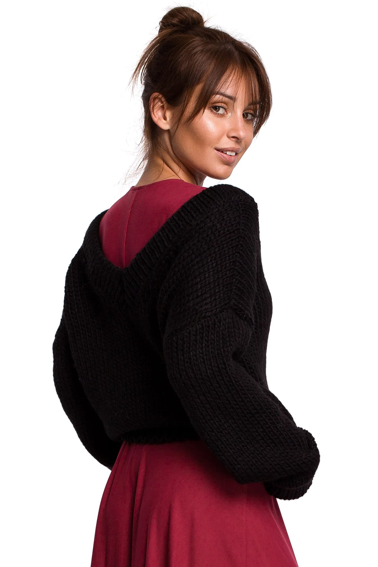 

BK046 Sweter z dekoltem V - czarny (kolor czarny, rozmiar S/M)
