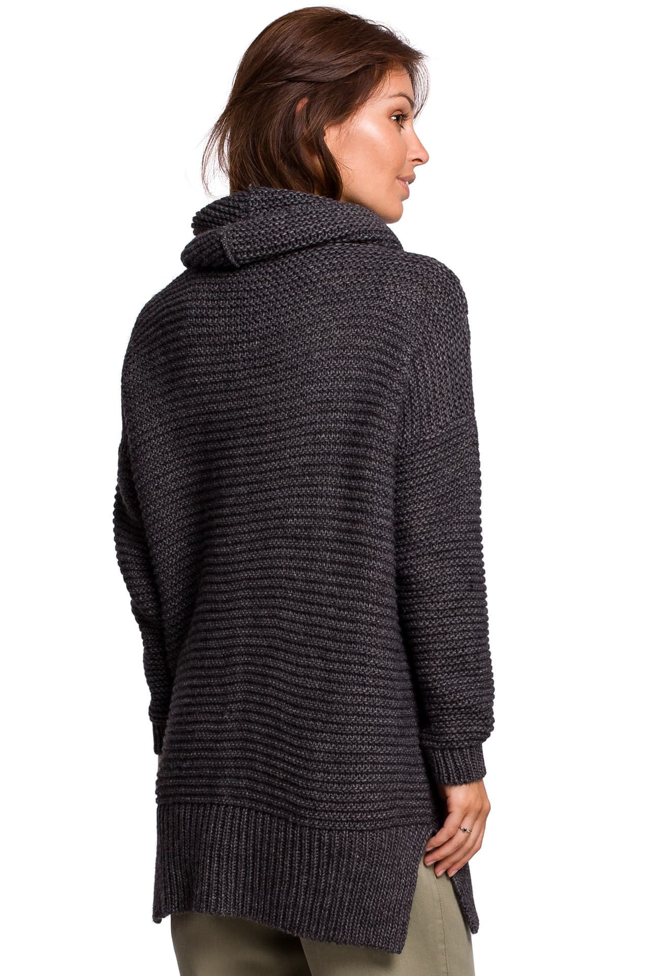 

BK047 Sweter oversize z golfem - antracytowy (kolor grafit, rozmiar uniwersalny)
