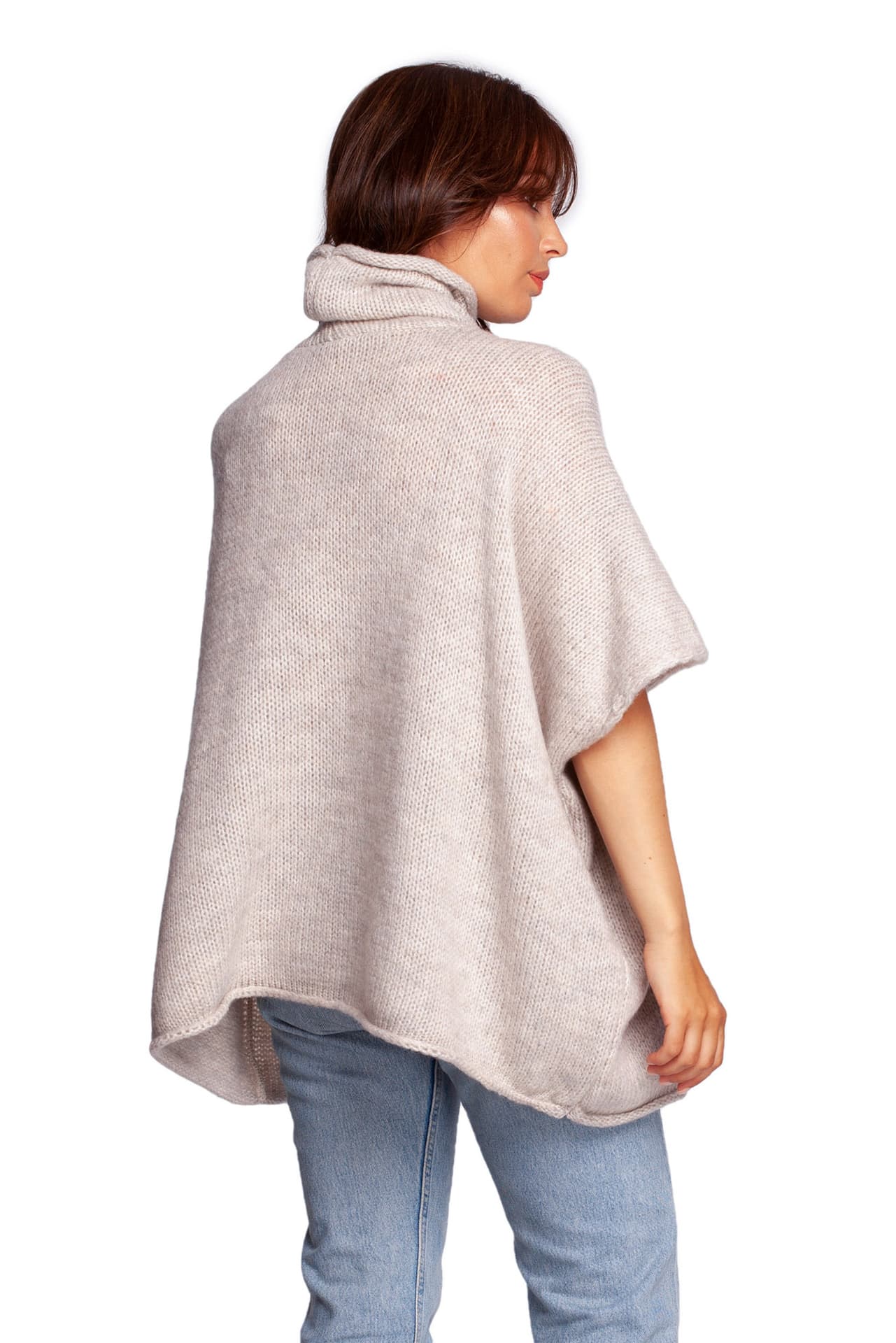 

BK084 Sweter ponczo - kość słoniwowa (kolor ivory (kość słoniowa), rozmiar S-L)