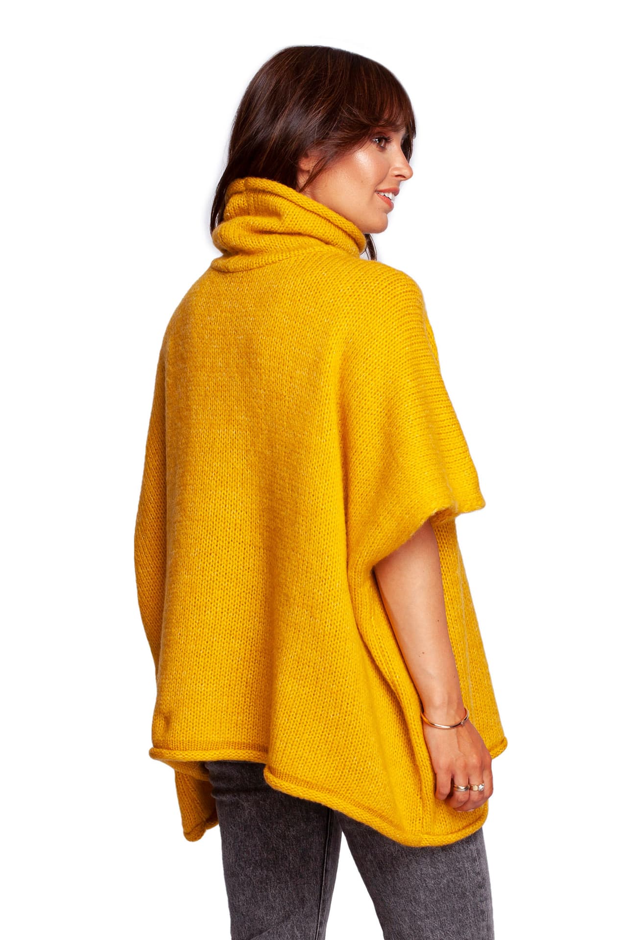 

BK084 Sweter ponczo - miodowy (kolor miodowy, rozmiar S-L)
