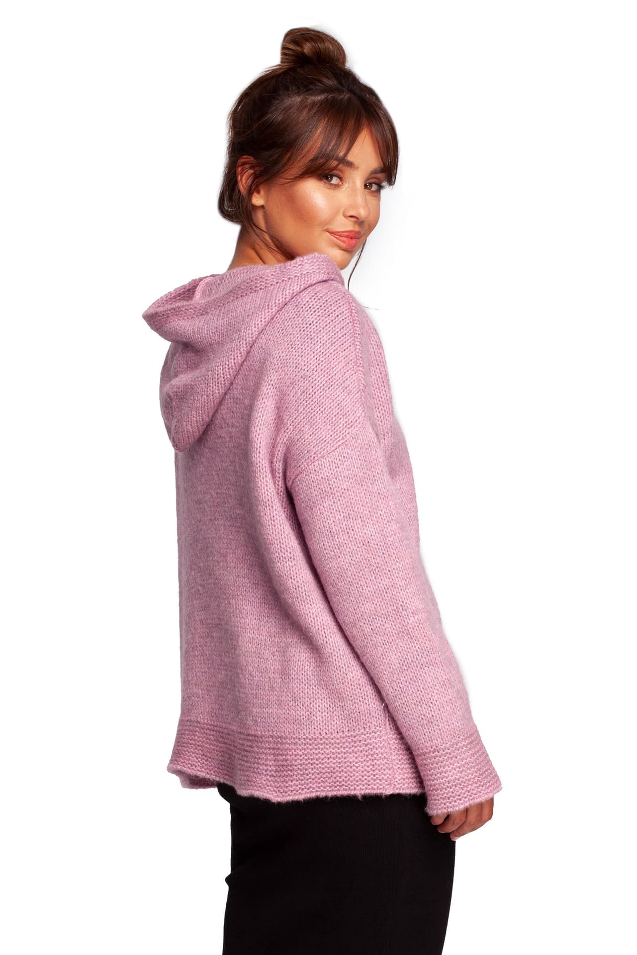 

BK085 Sweter z kapturem - pudrowy (kolor pudrowy róż, rozmiar L/XL)